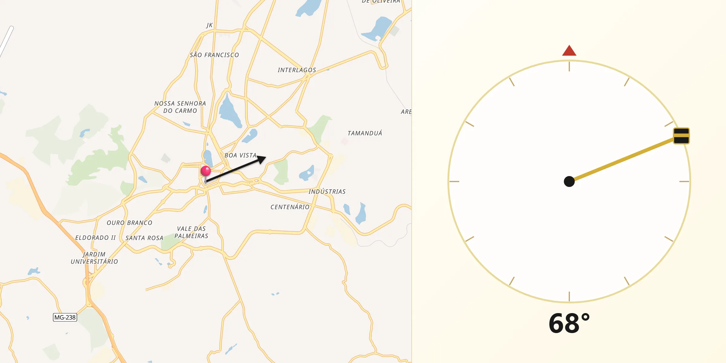 Direzione della Qibla da Sete Lagoas