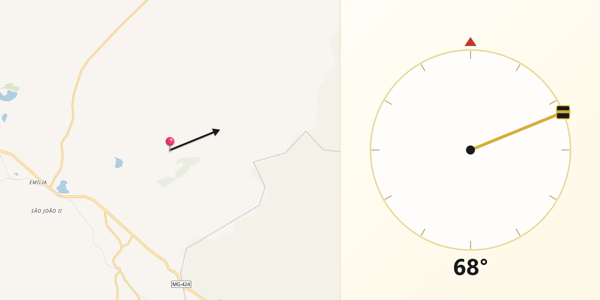 Direção da Qibla a partir de Prudente de Morais
