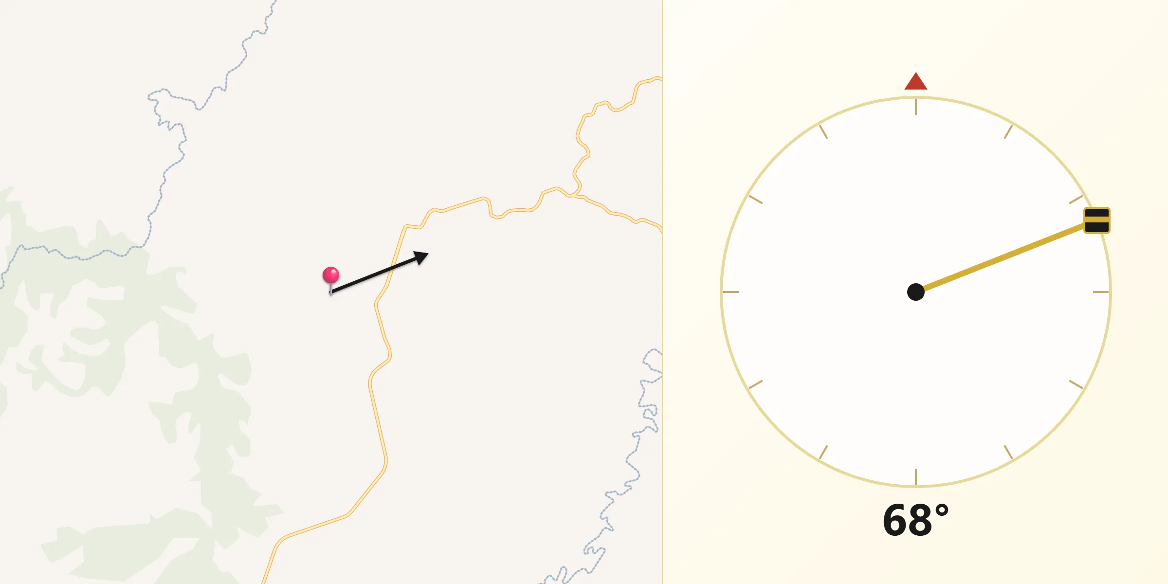 Direção da Qibla a partir de Santa Rosa da Serra