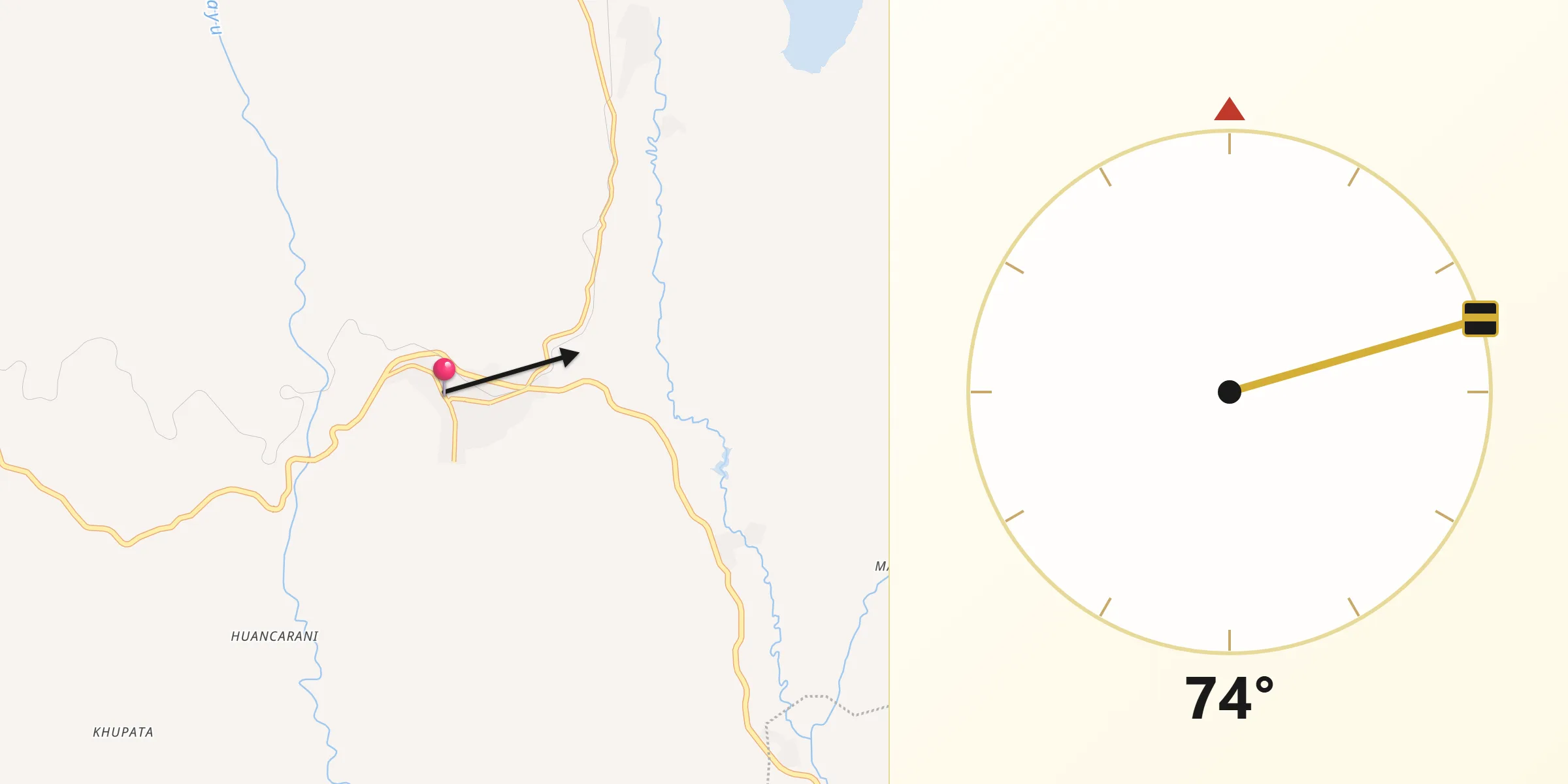 Dirección de la Qibla desde Betanzos