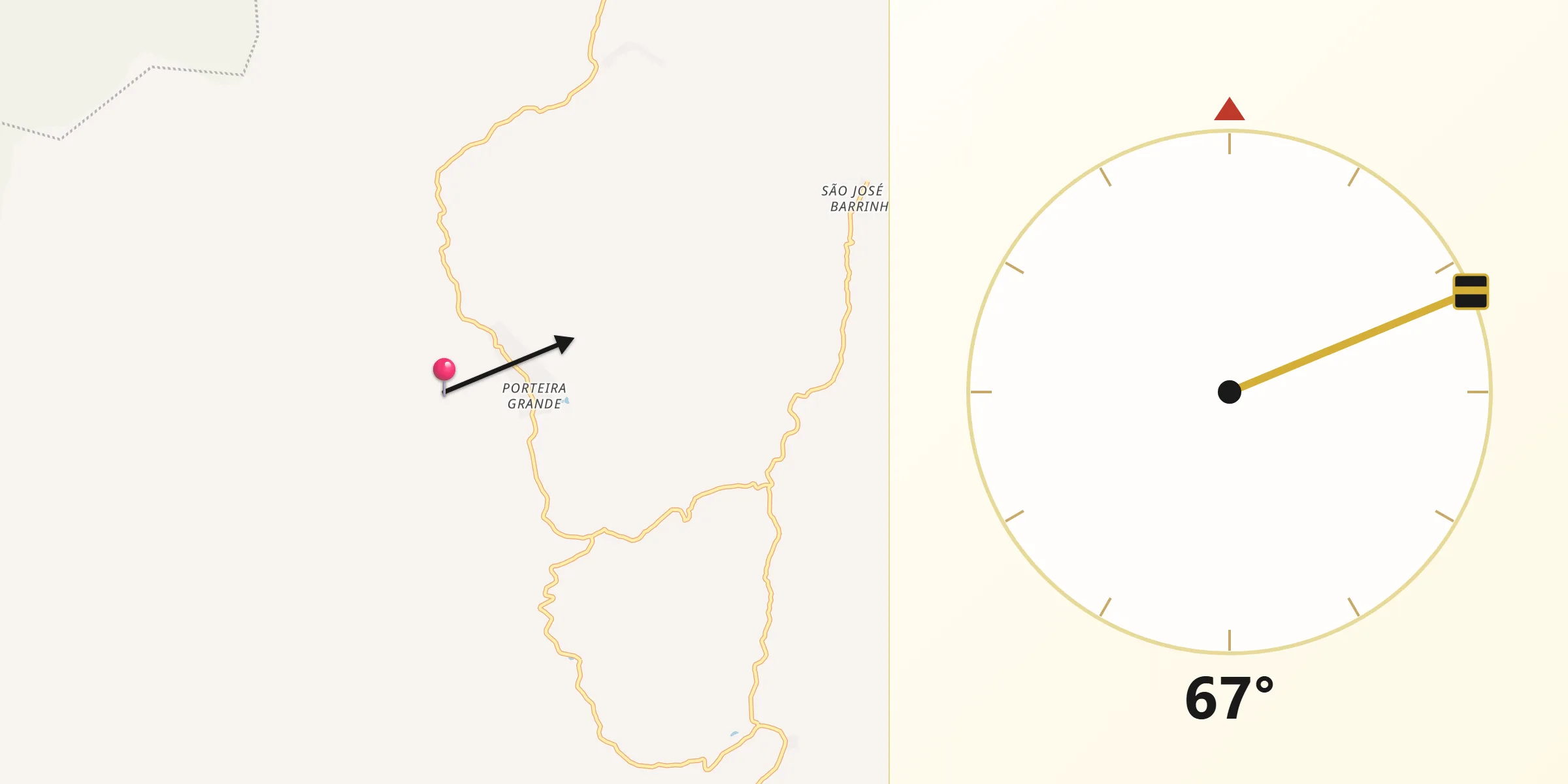 Direção da Qibla a partir de Antônio Dias