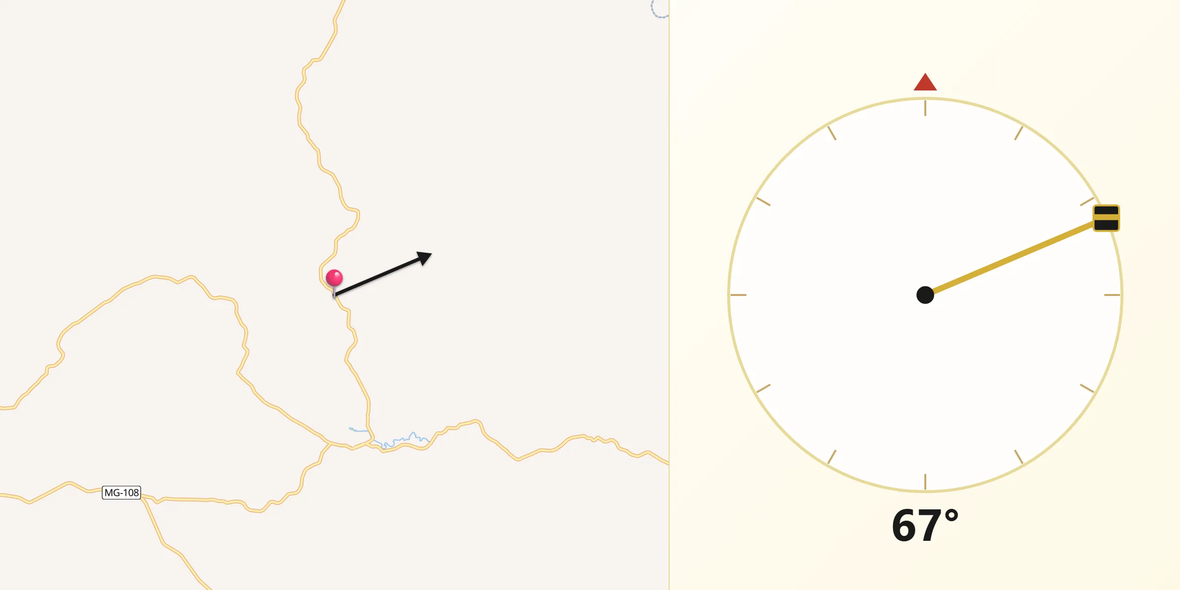 Direção da Qibla a partir de Pocrane