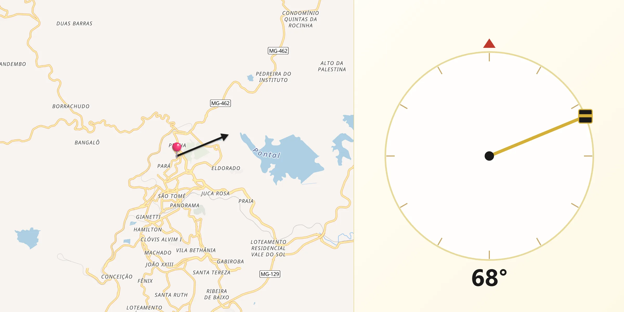 Direção da Qibla a partir de Itabira