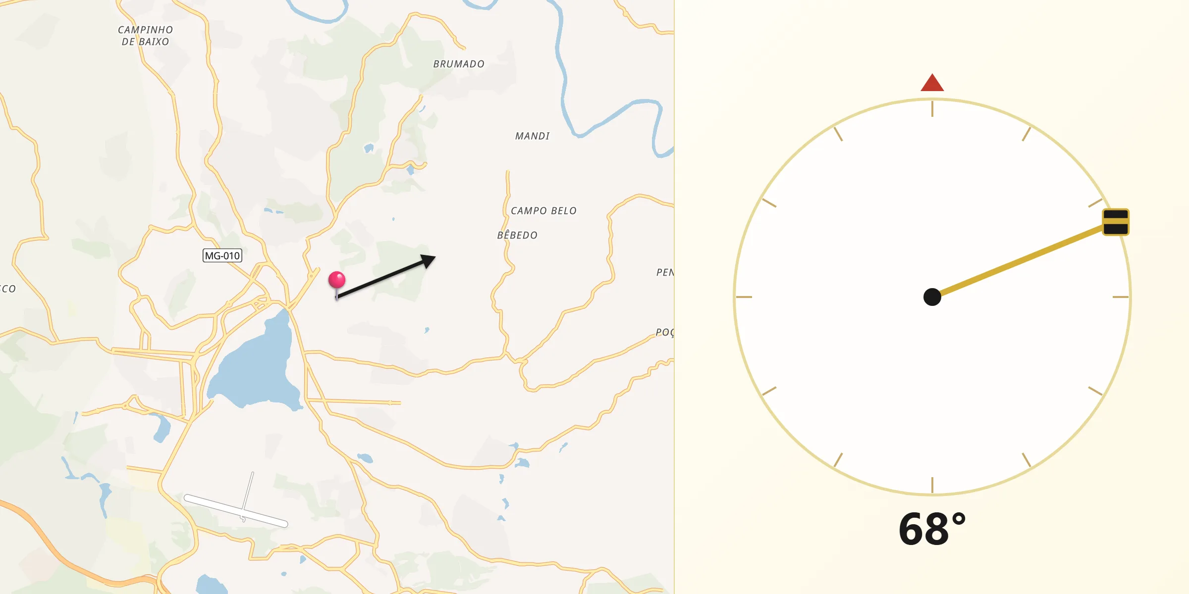 Direção da Qibla a partir de Lagoa Santa