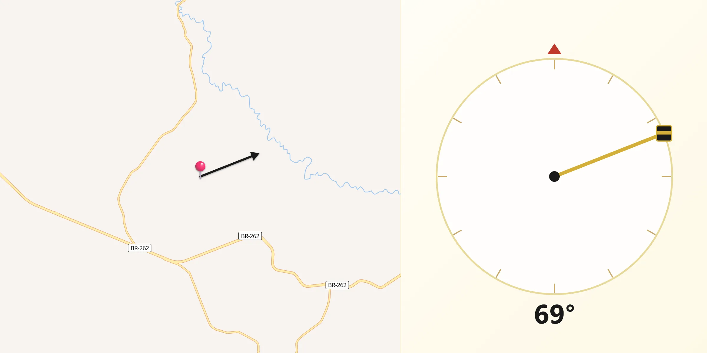 Direção da Qibla a partir de Campos Altos