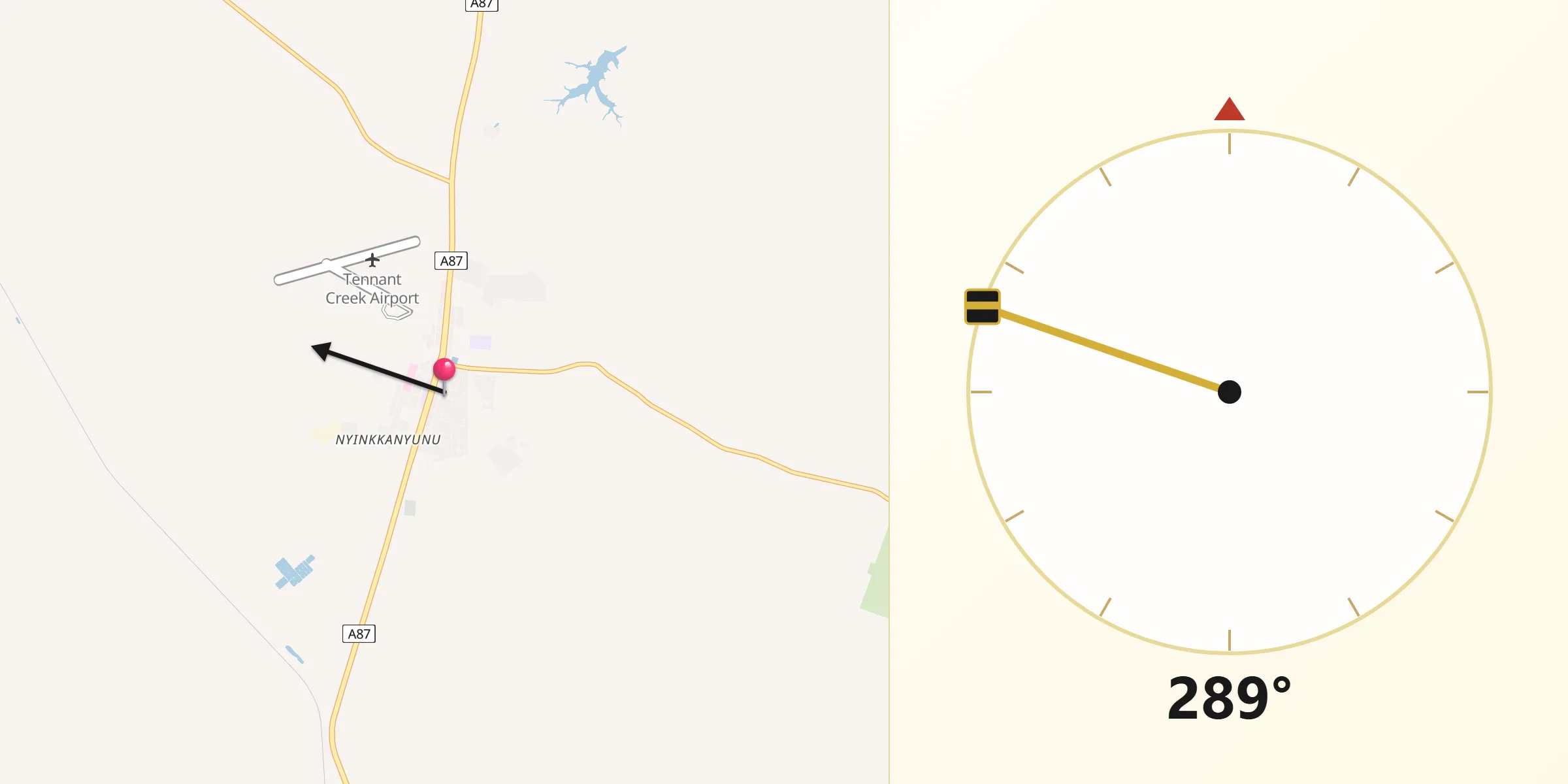 Qibla Direction from Tennant Creek