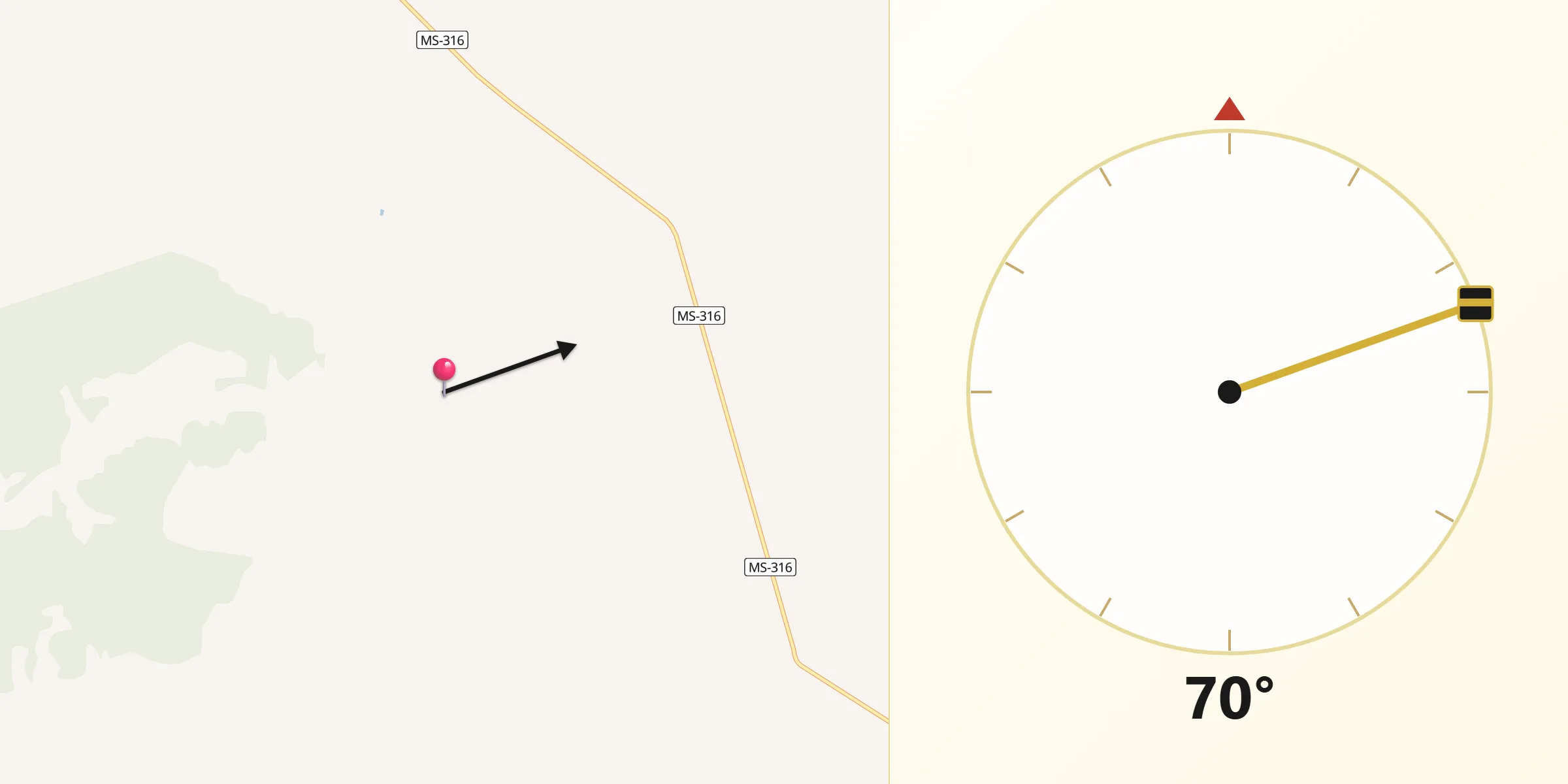 Direção da Qibla a partir de Inocência