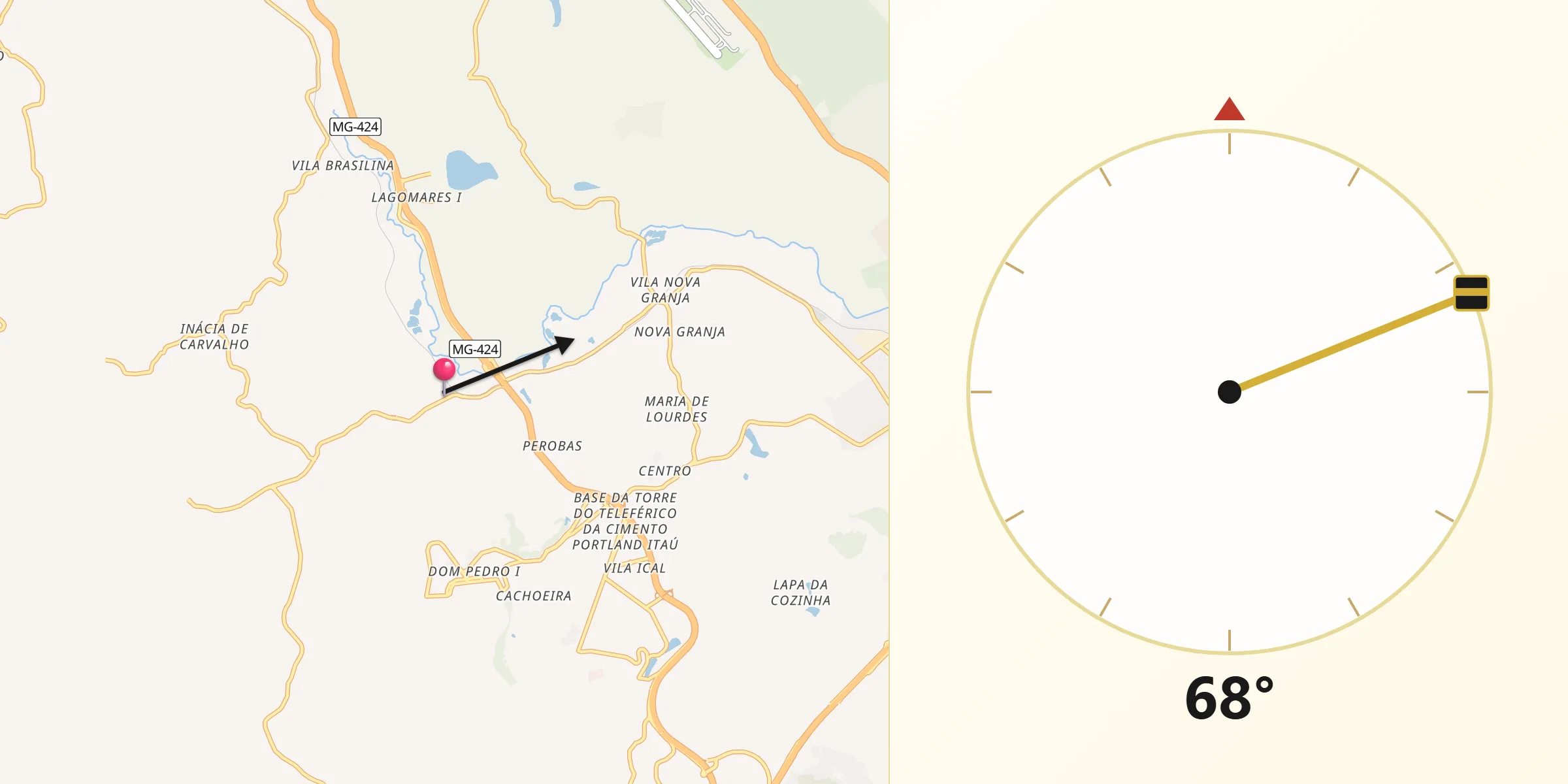 Direção da Qibla a partir de São José da Lapa