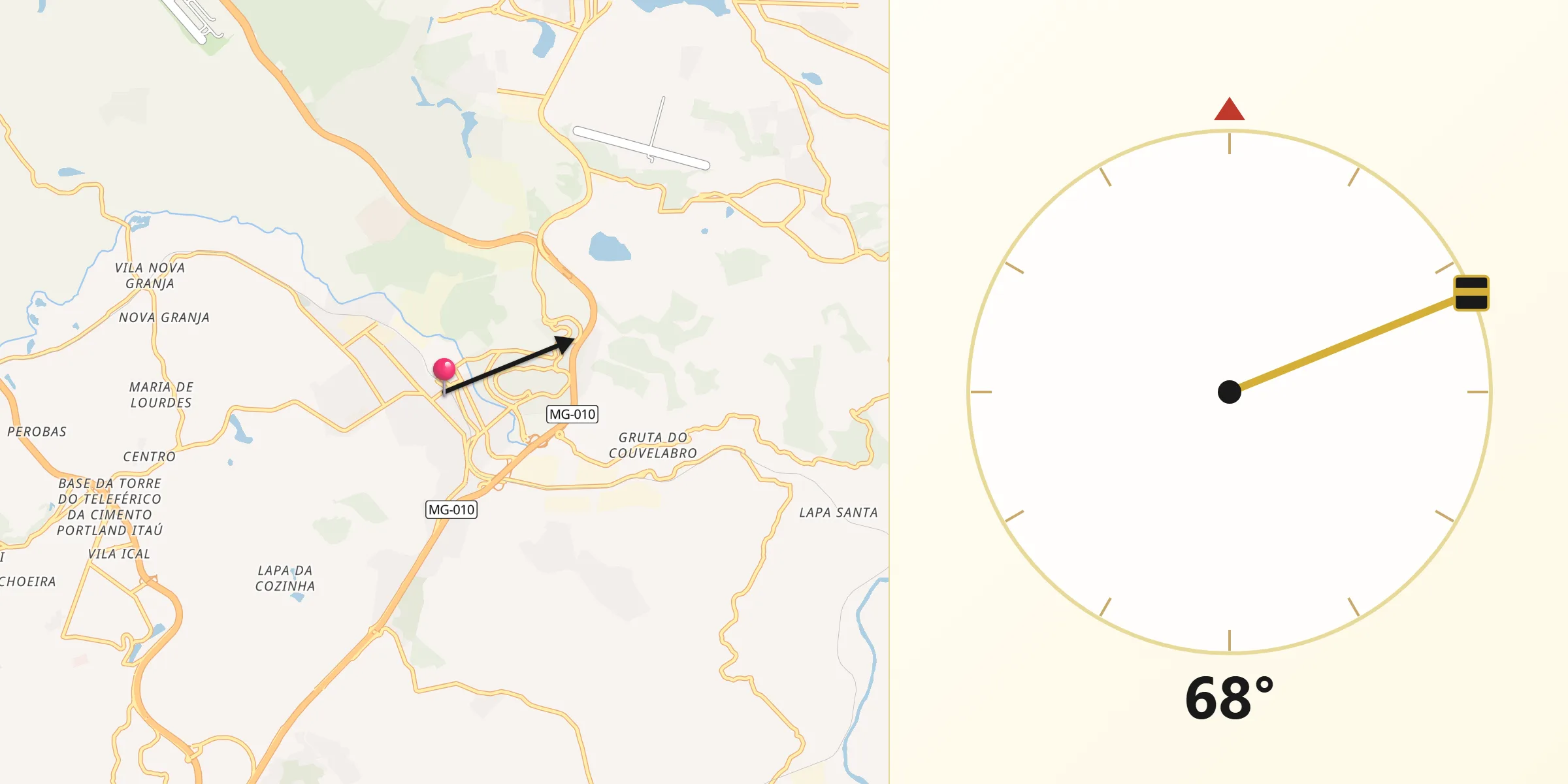 Direção da Qibla a partir de Vespasiano