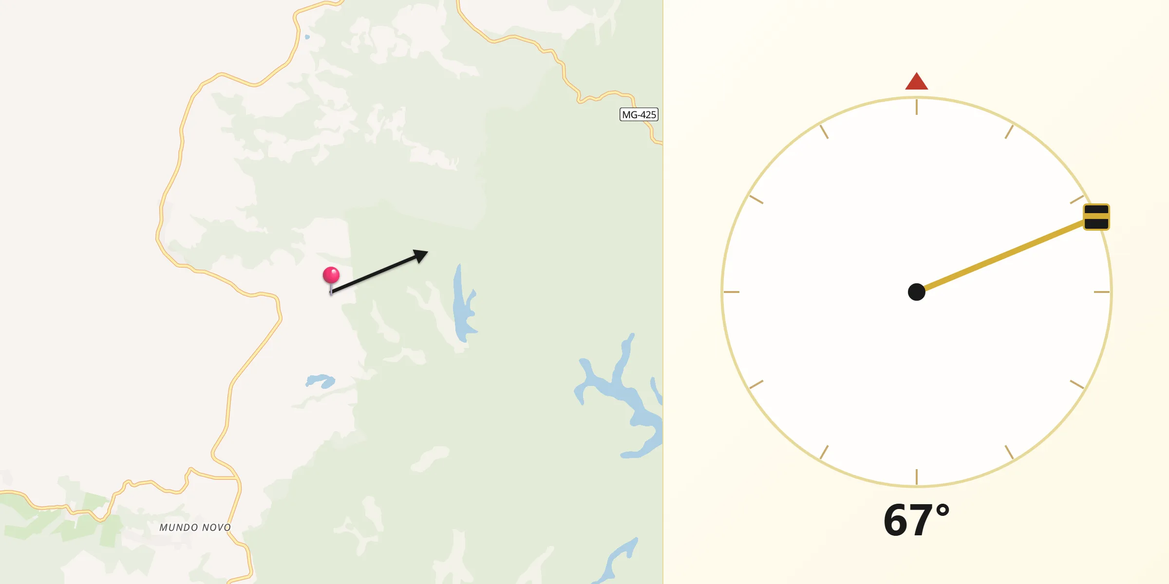 Direção da Qibla a partir de Marliéria