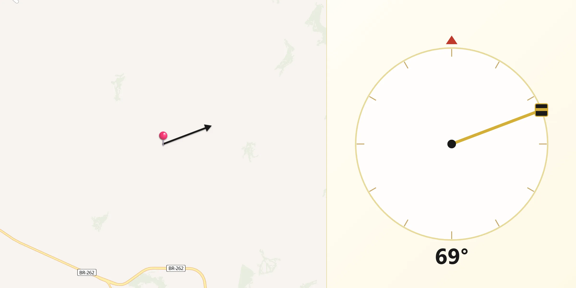 Direção da Qibla a partir de Campo Florido