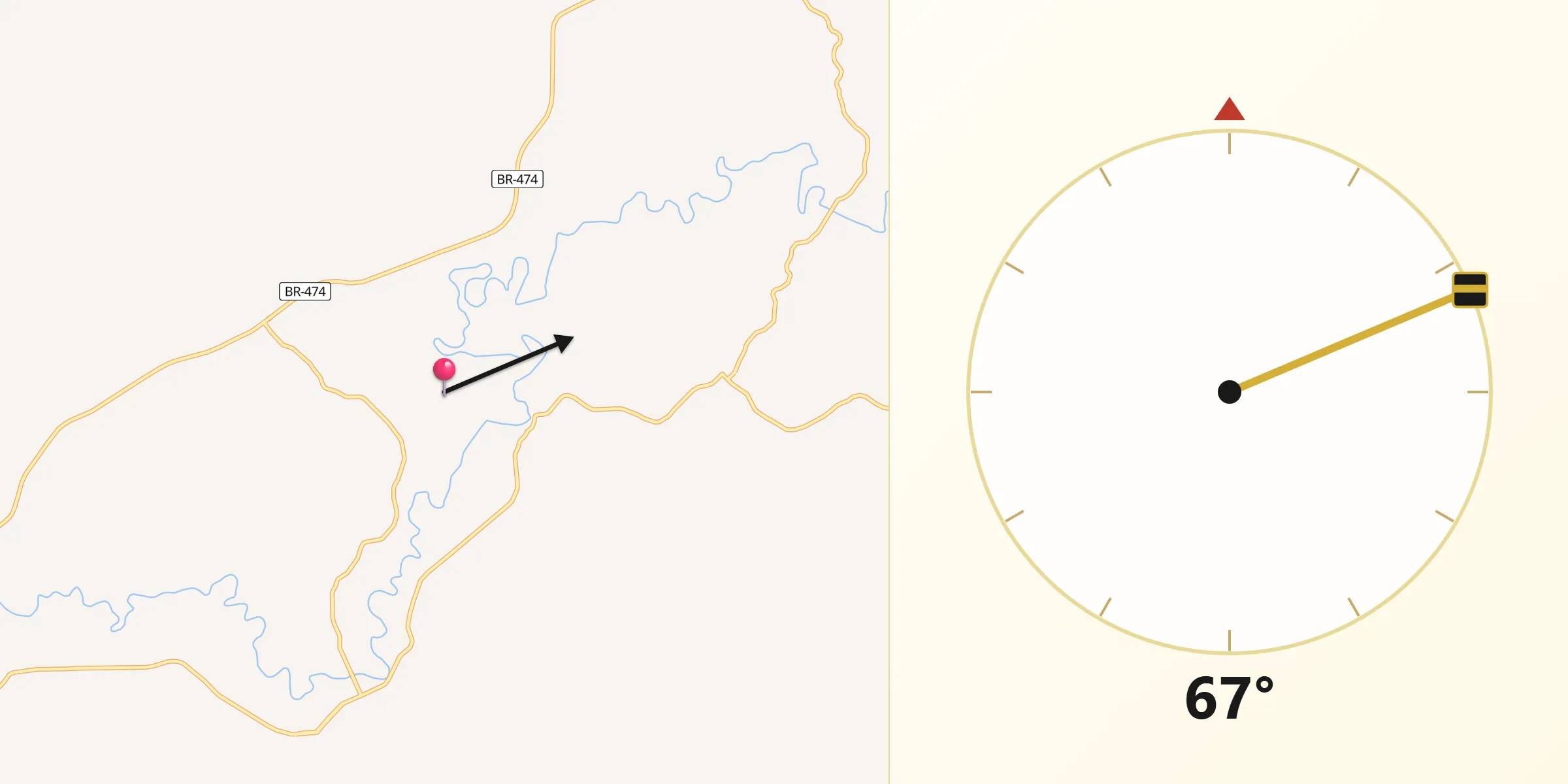 Direção da Qibla a partir de Taparuba