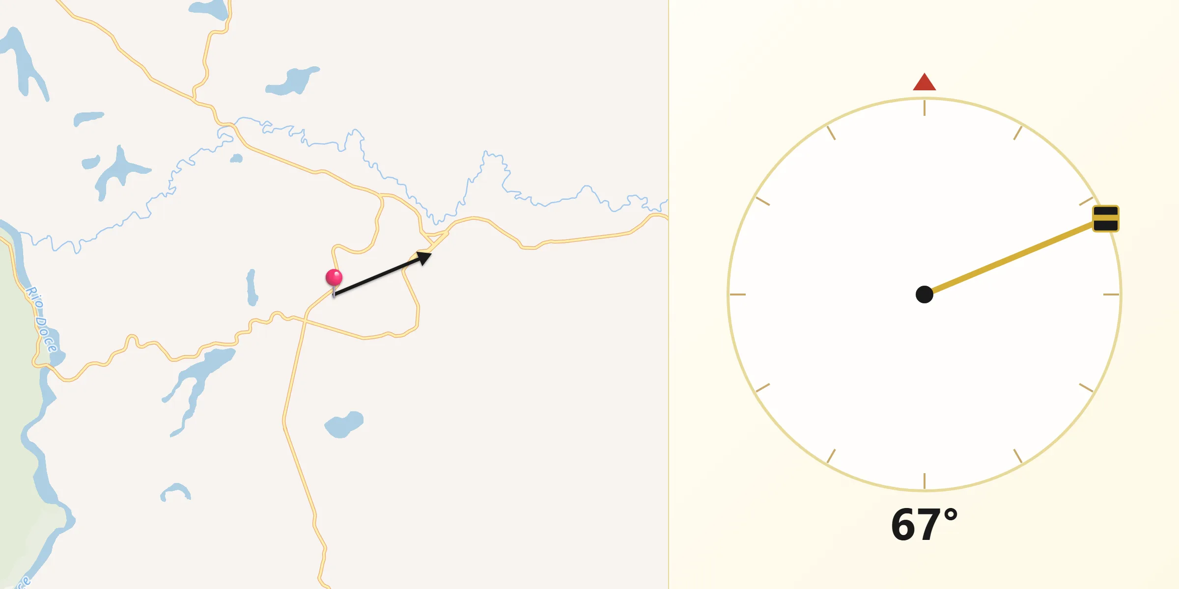 Direção da Qibla a partir de Pingo-d'Água