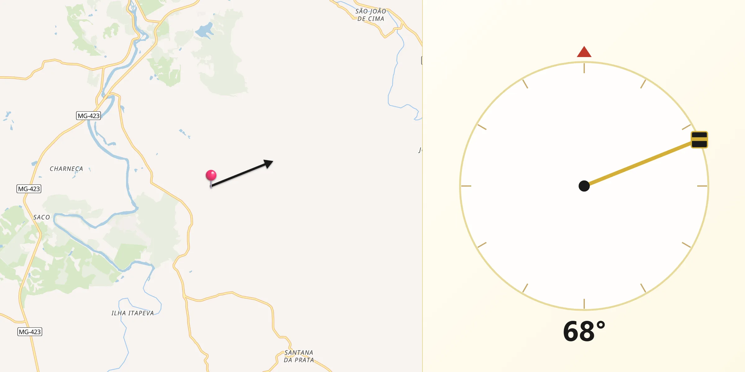 Direção da Qibla a partir de Conceição do Pará