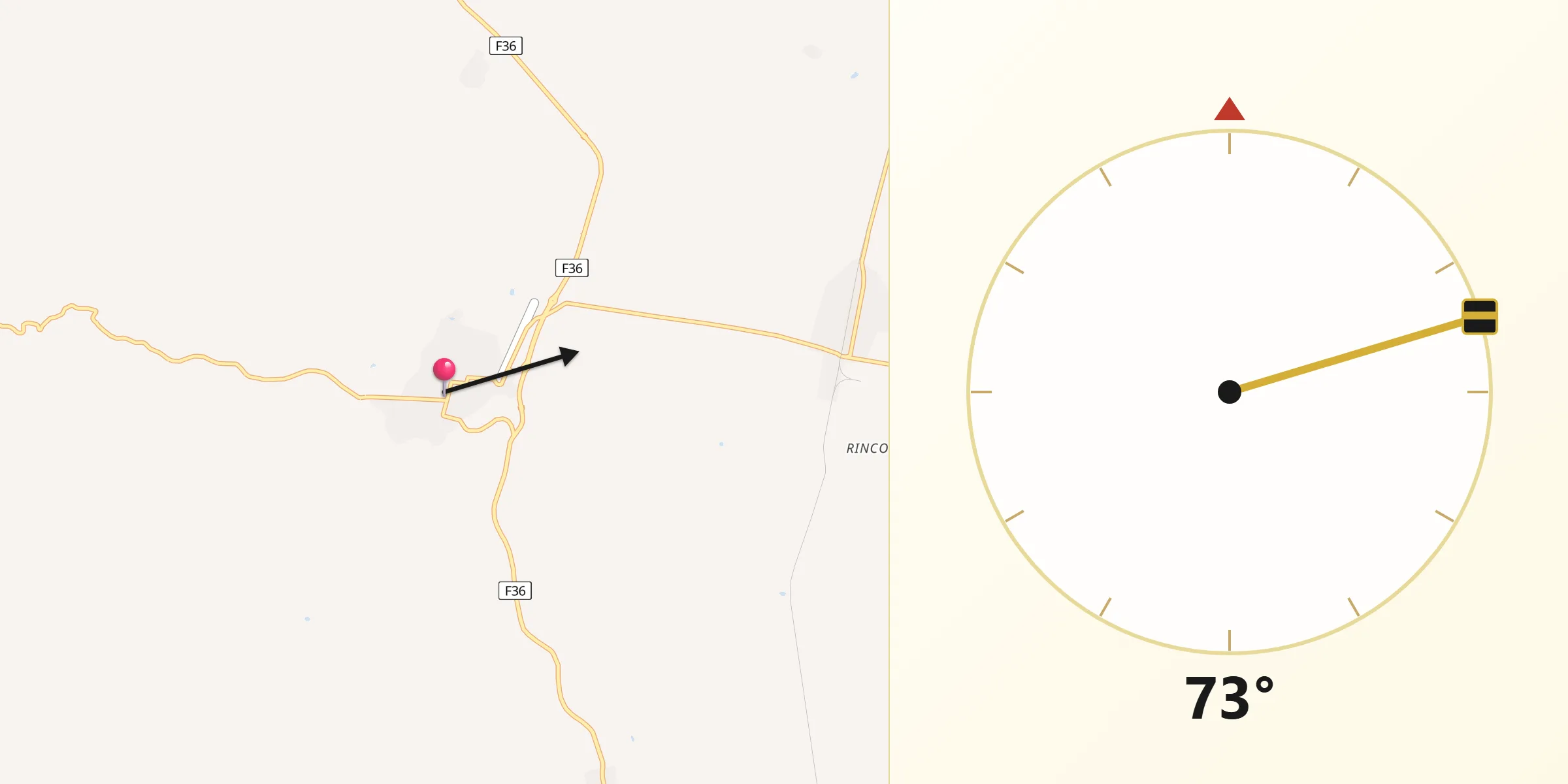 Dirección de la Qibla desde Charagua