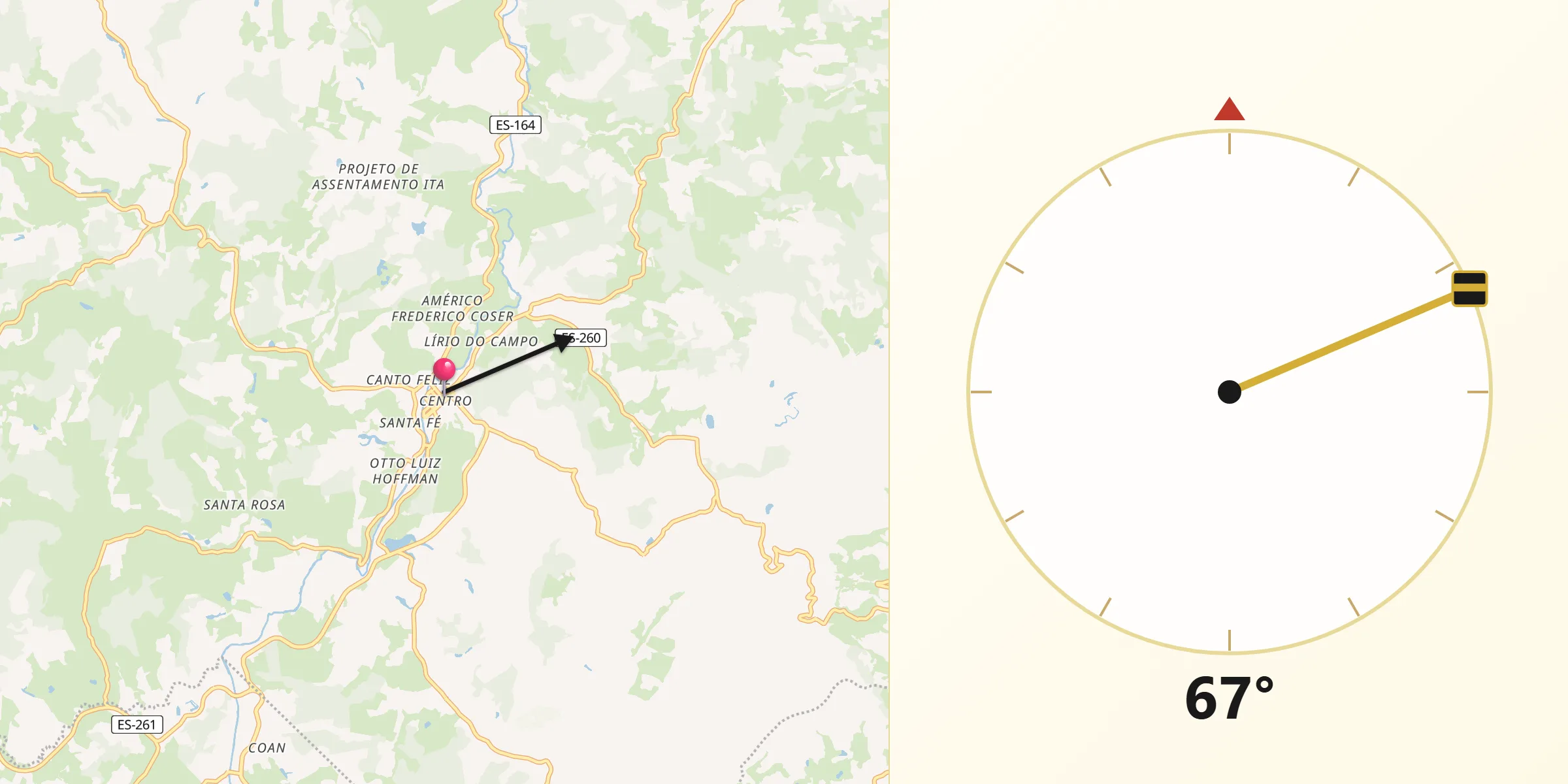 Direção da Qibla a partir de Itaguaçu