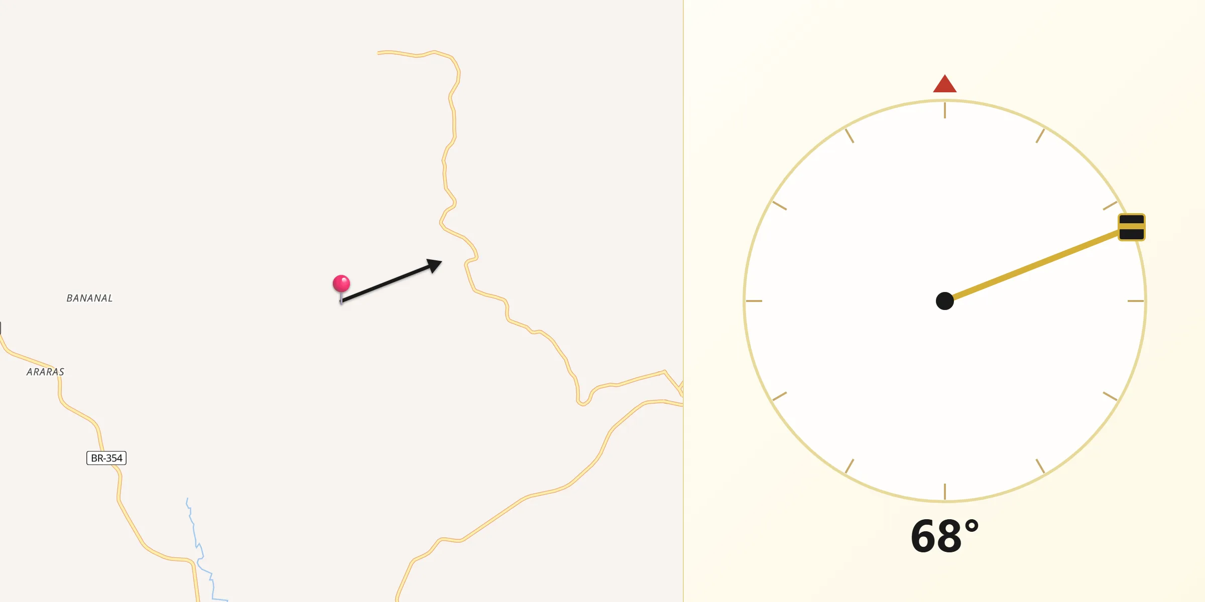 Direção da Qibla a partir de Córrego Danta