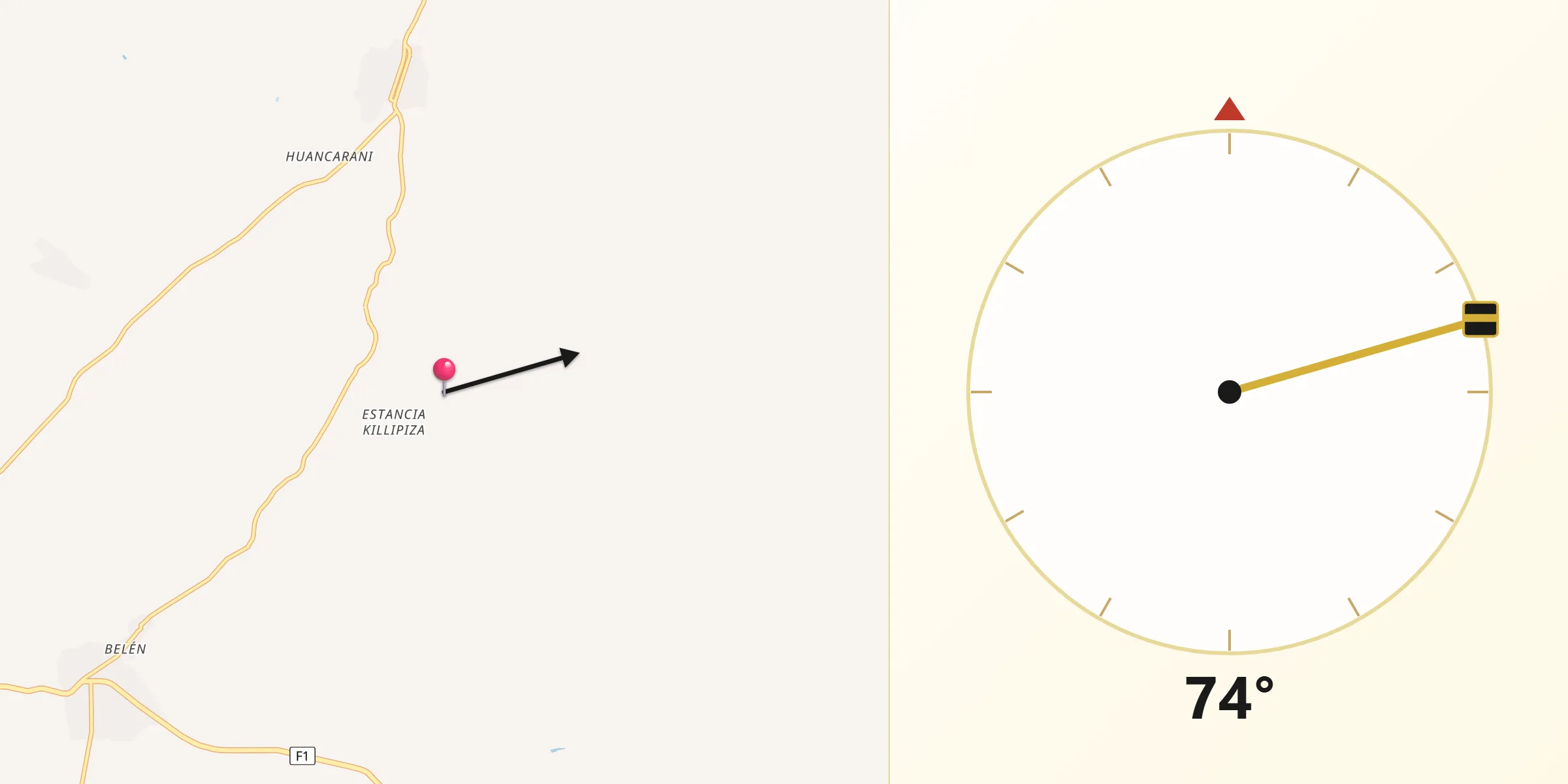 Dirección de la Qibla desde Provincia Linares