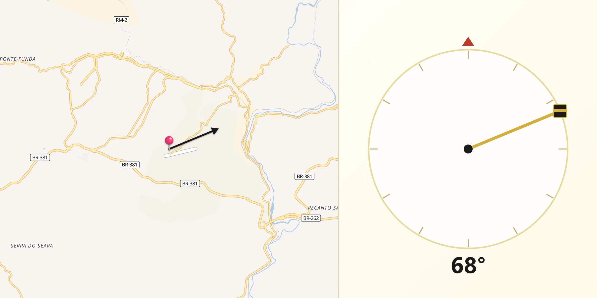 Direção da Qibla a partir de João Monlevade