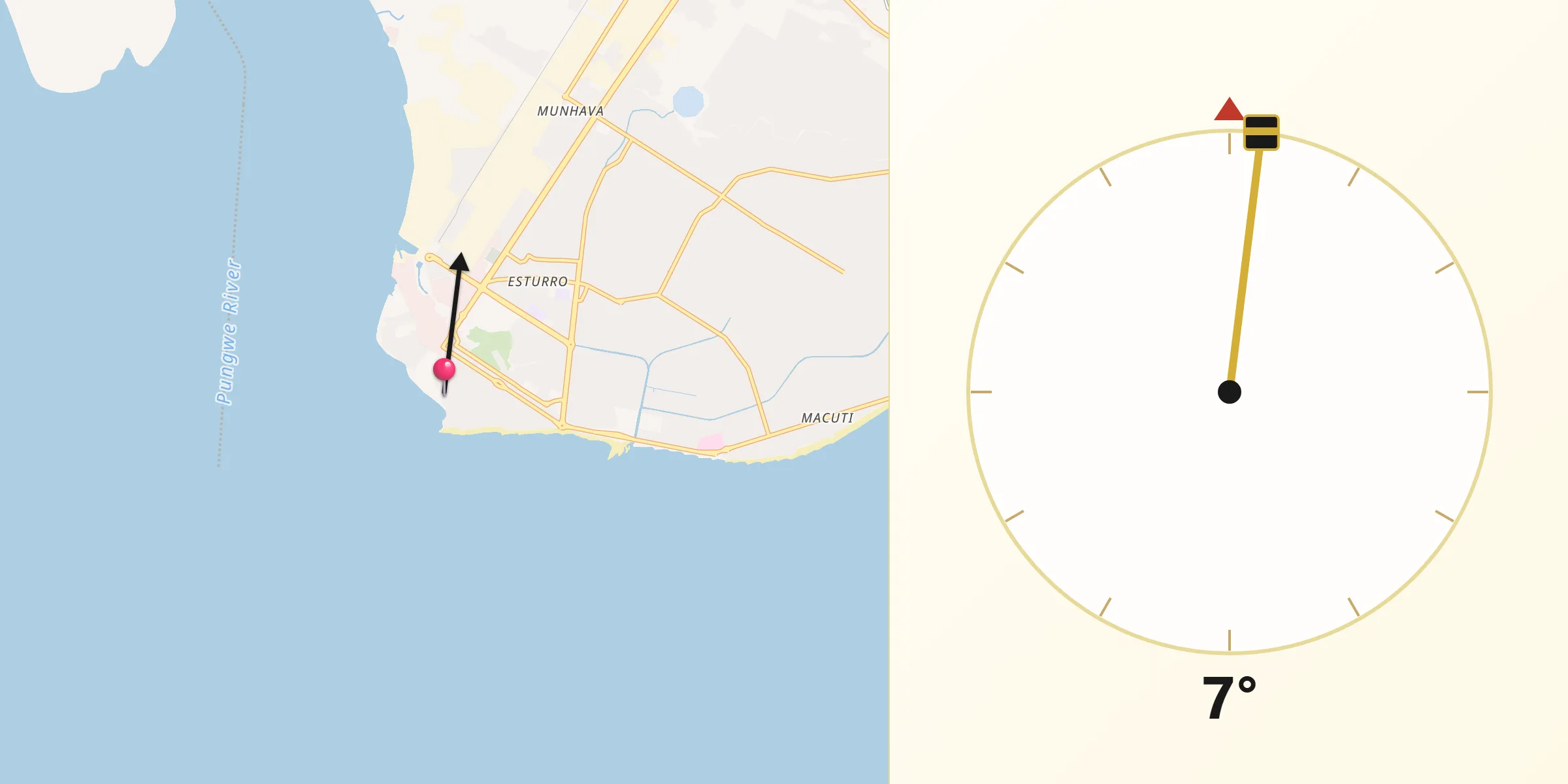 Direção da Qibla a partir de Beira