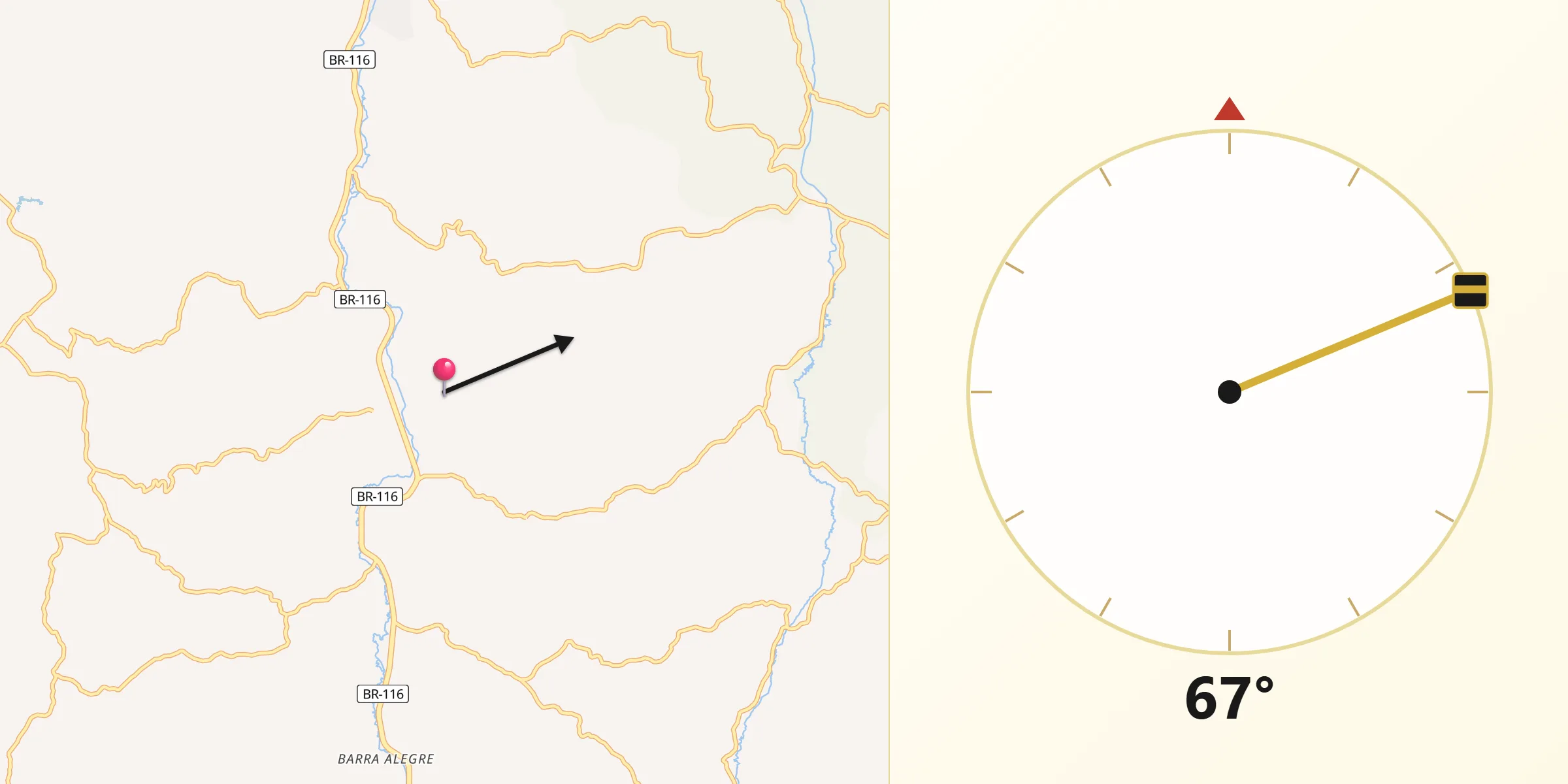 Direção da Qibla a partir de Santa Rita de Minas