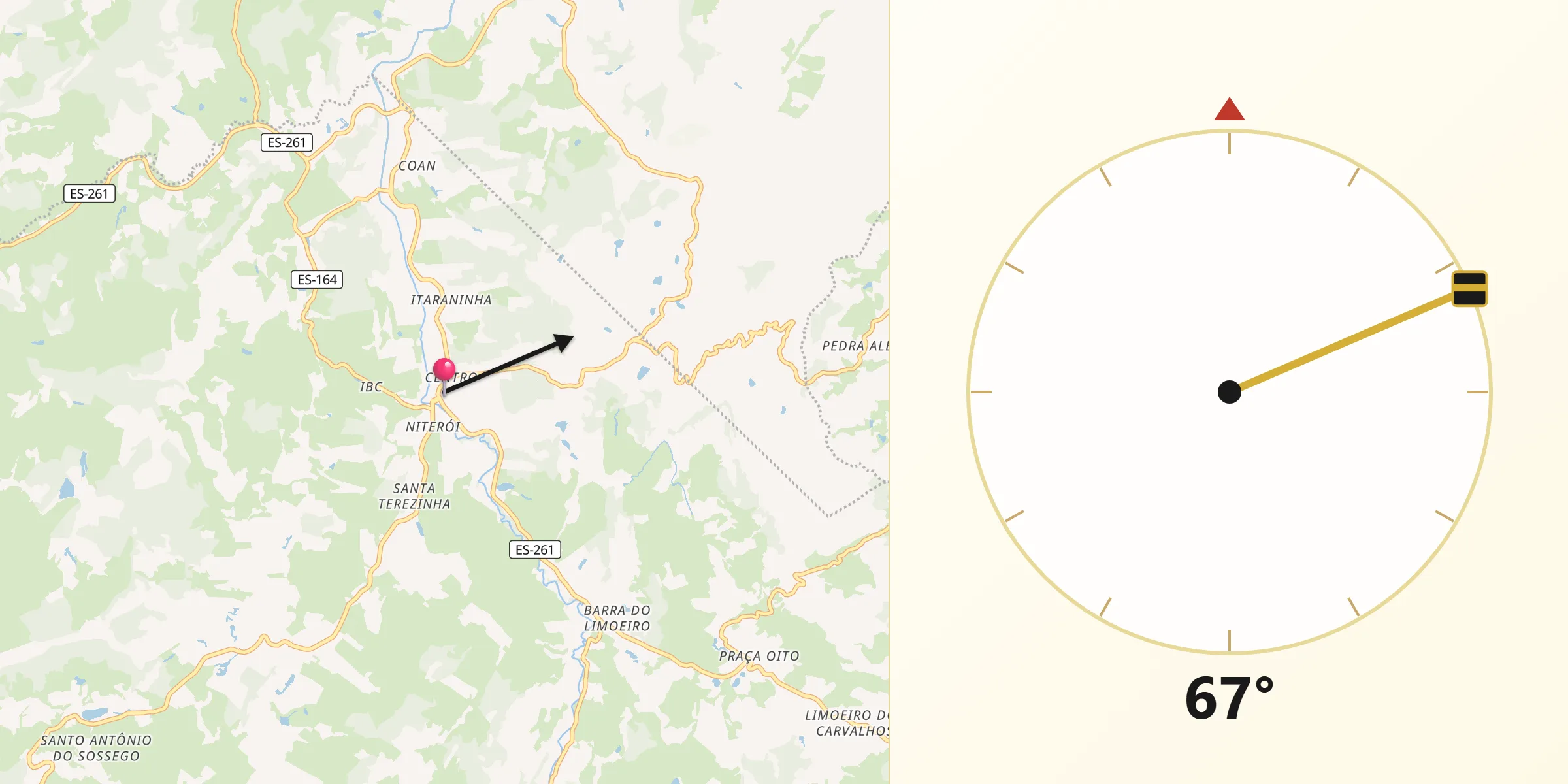 Direção da Qibla a partir de Itarana