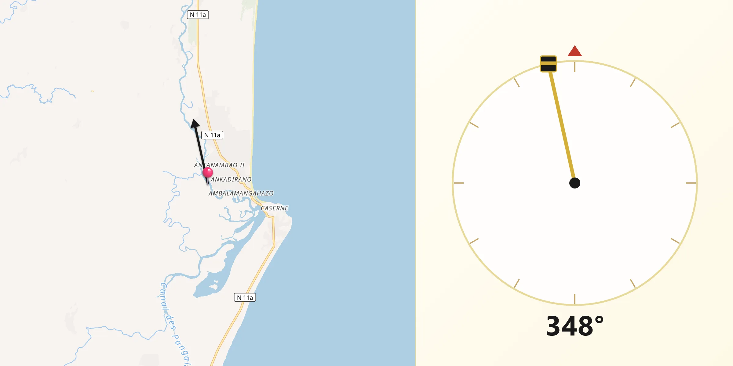 Direction vers la Qibla depuis Mahanoro