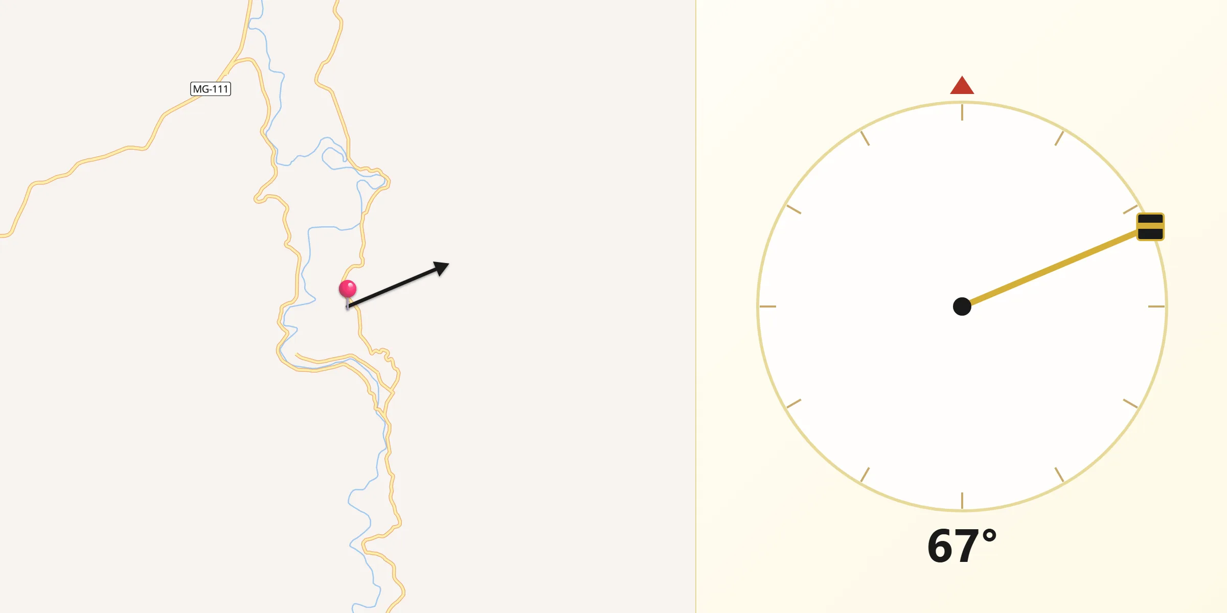 Direção da Qibla a partir de Conceição de Ipanema