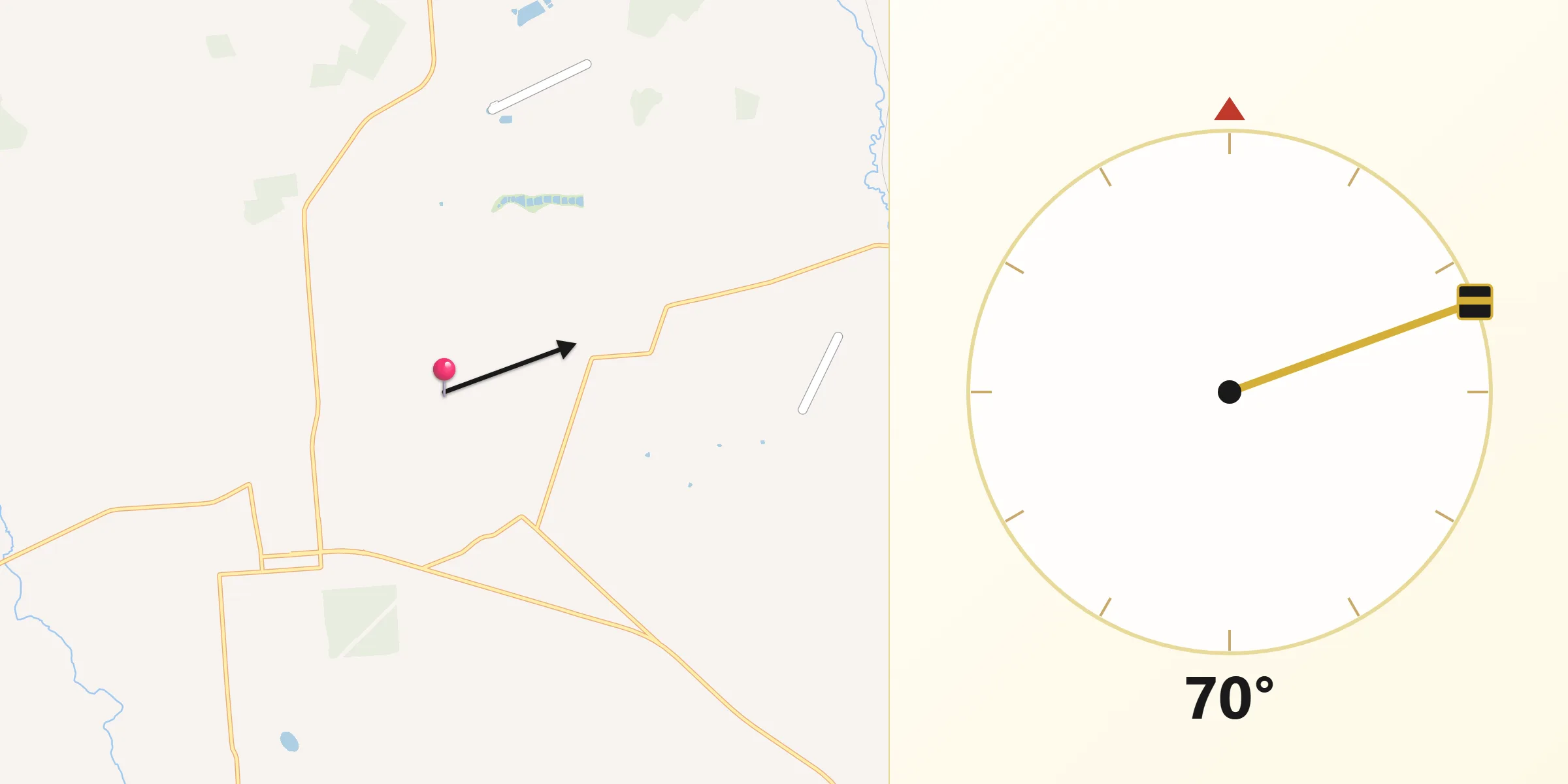 Direção da Qibla a partir de Populina