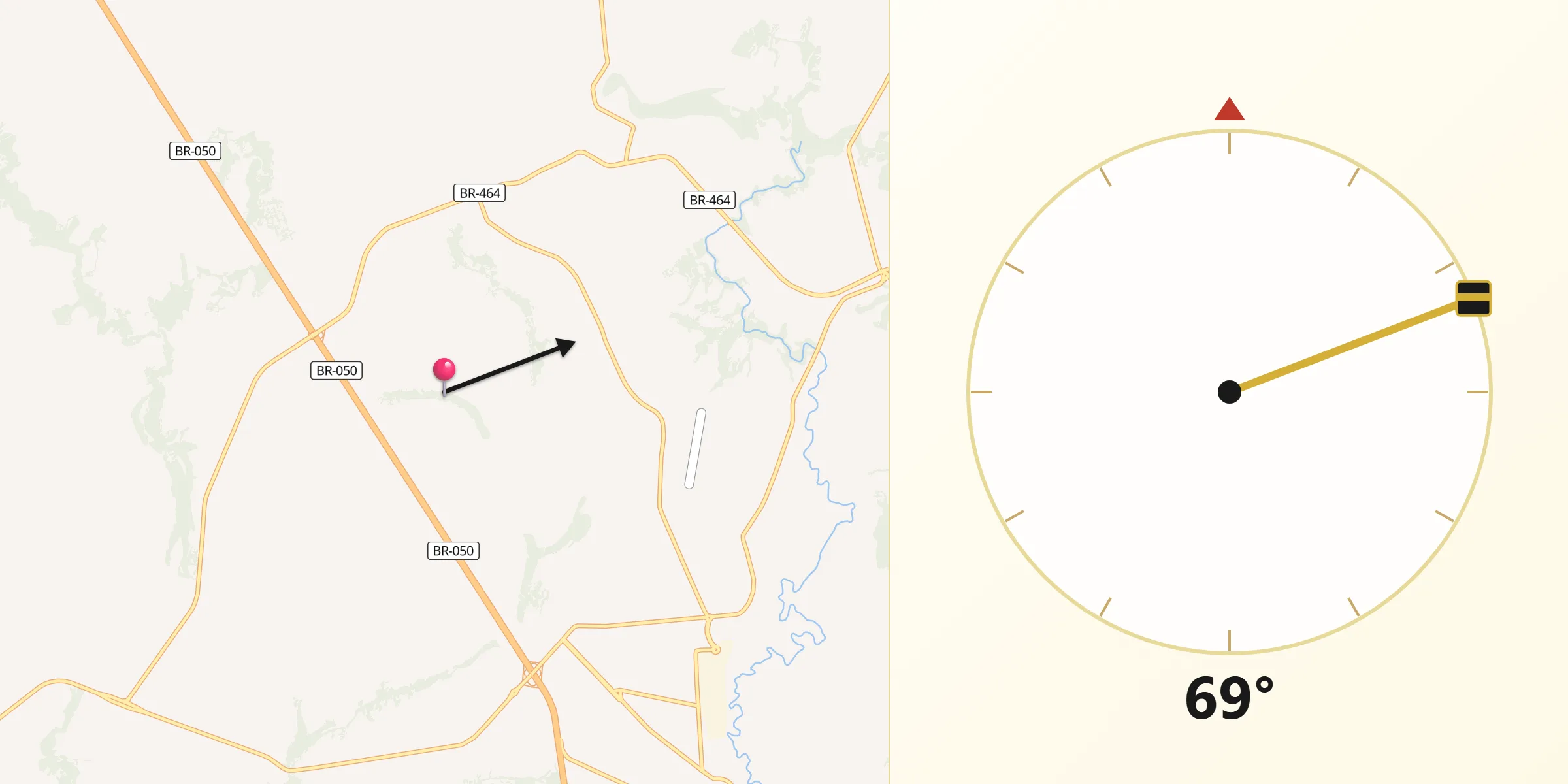 Direção da Qibla a partir de Delta