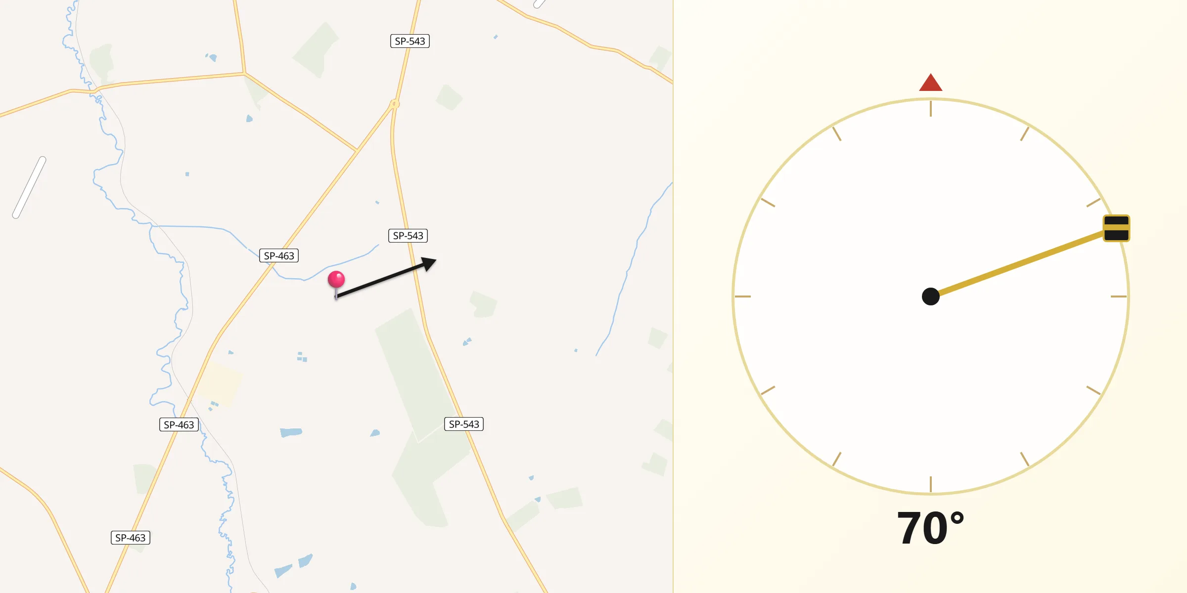 Direção da Qibla a partir de Ouroeste