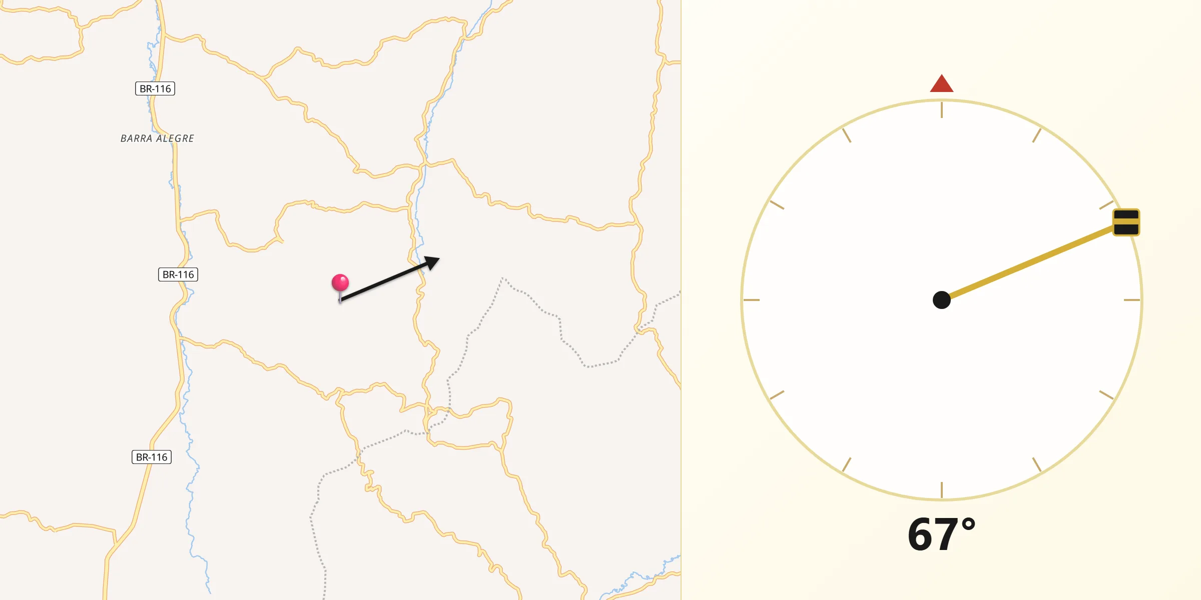 Direção da Qibla a partir de Santa Bárbara do Leste