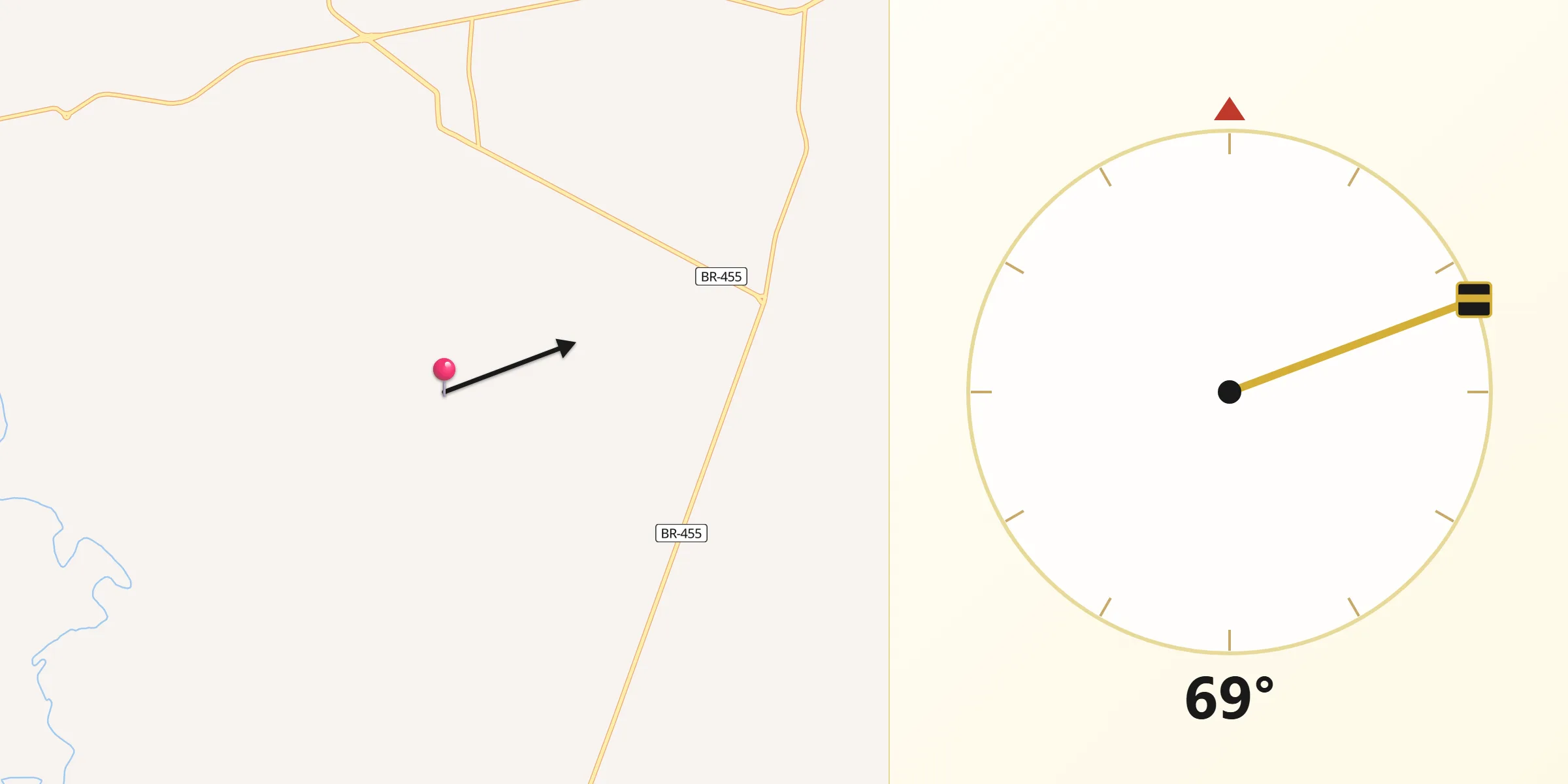 Direção da Qibla a partir de Pirajuba