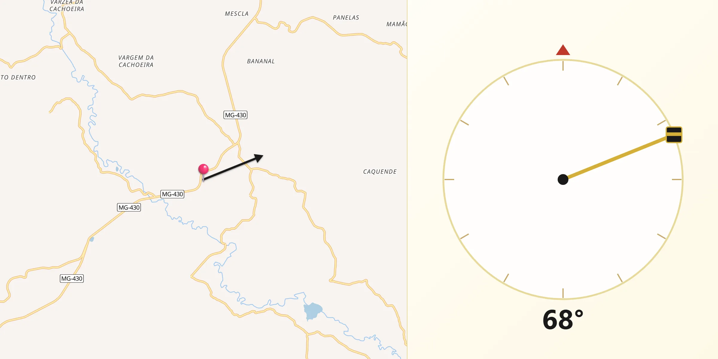 Direção da Qibla a partir de Igaratinga