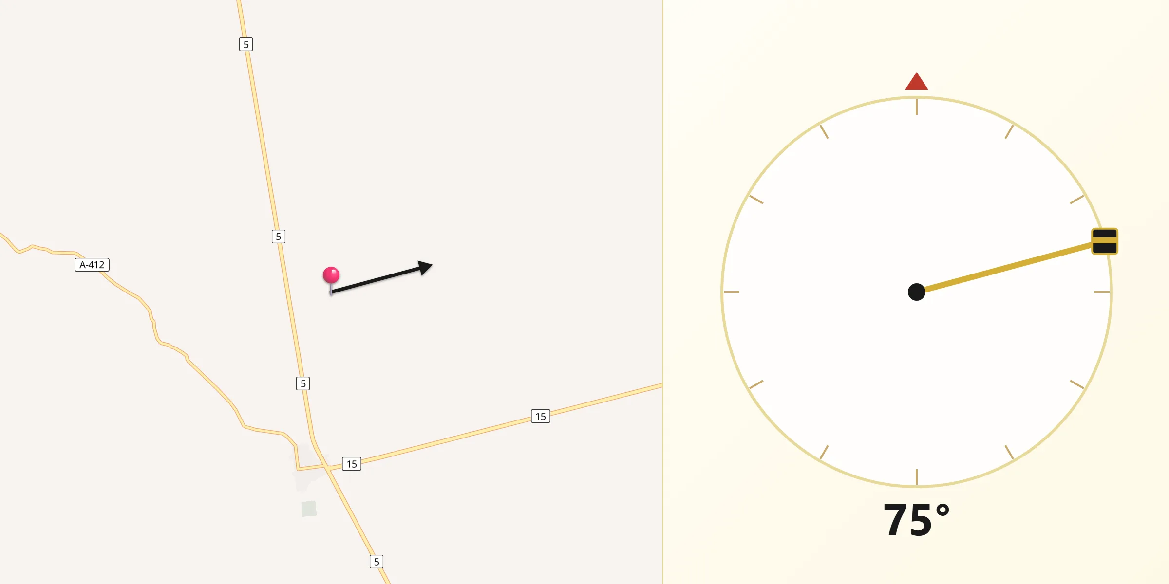 Dirección de la Qibla desde Huara