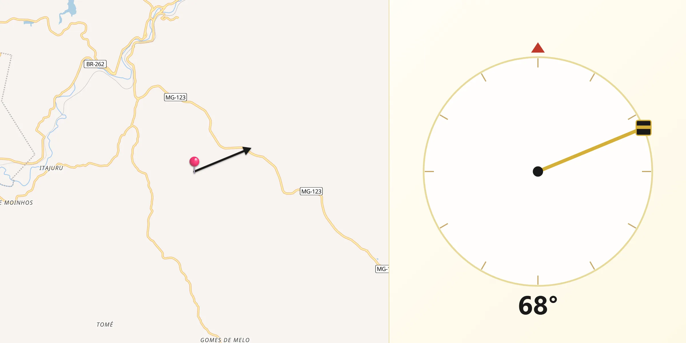 Direção da Qibla a partir de Rio Piracicaba