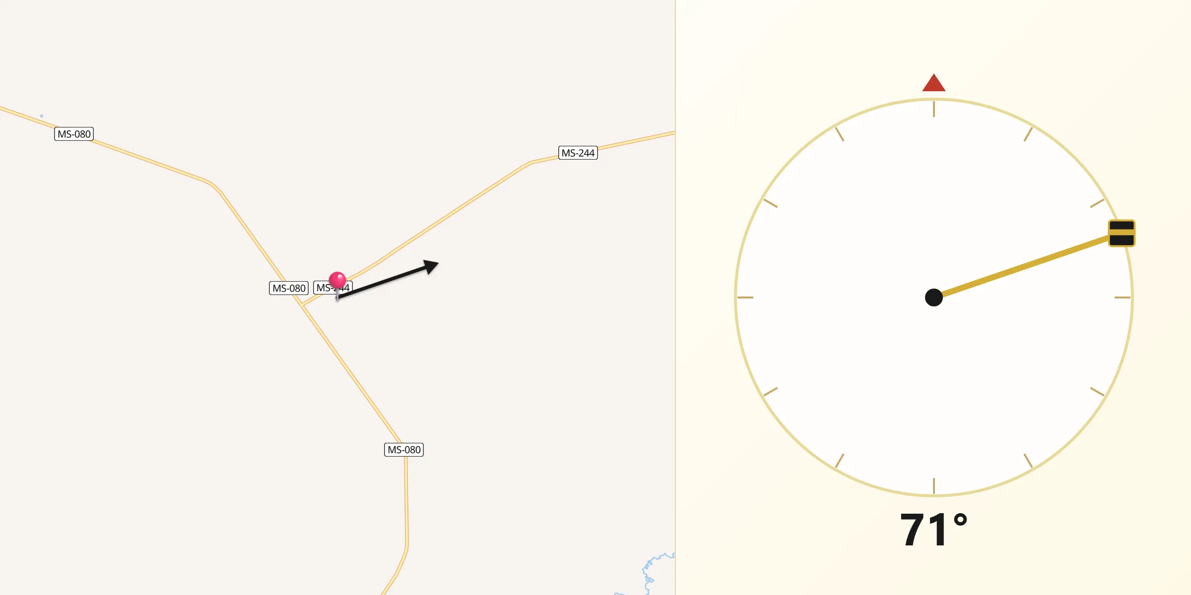 Direção da Qibla a partir de Rochedo