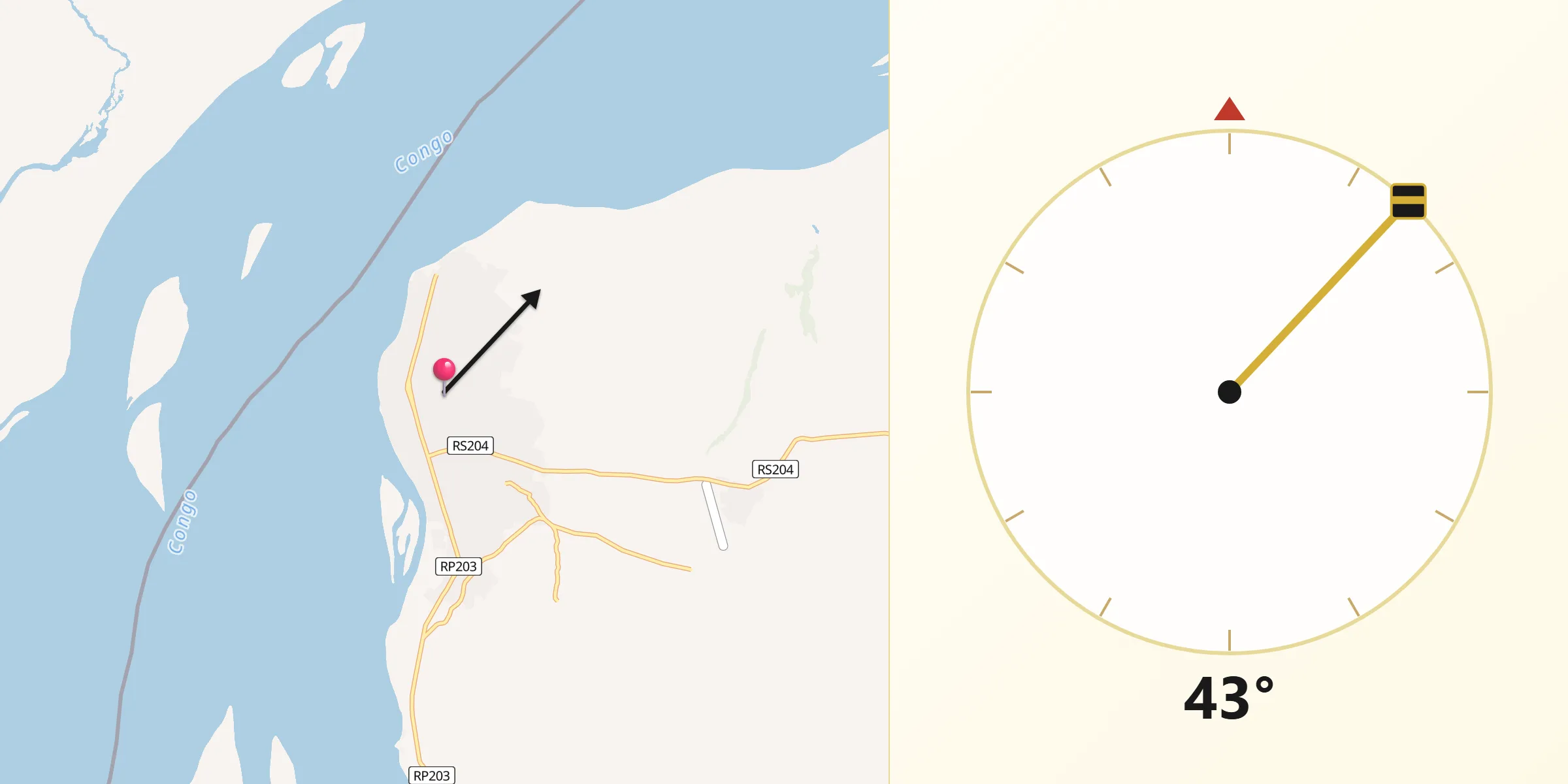 Direction vers la Qibla depuis Bolobo