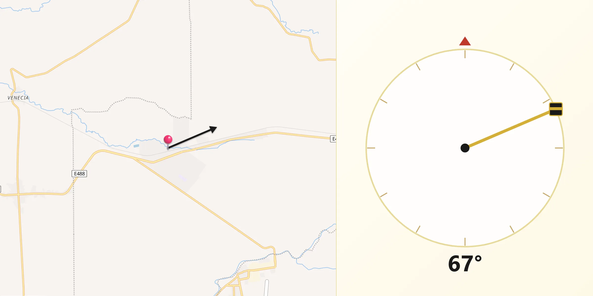 Dirección de la Qibla desde Naranjito
