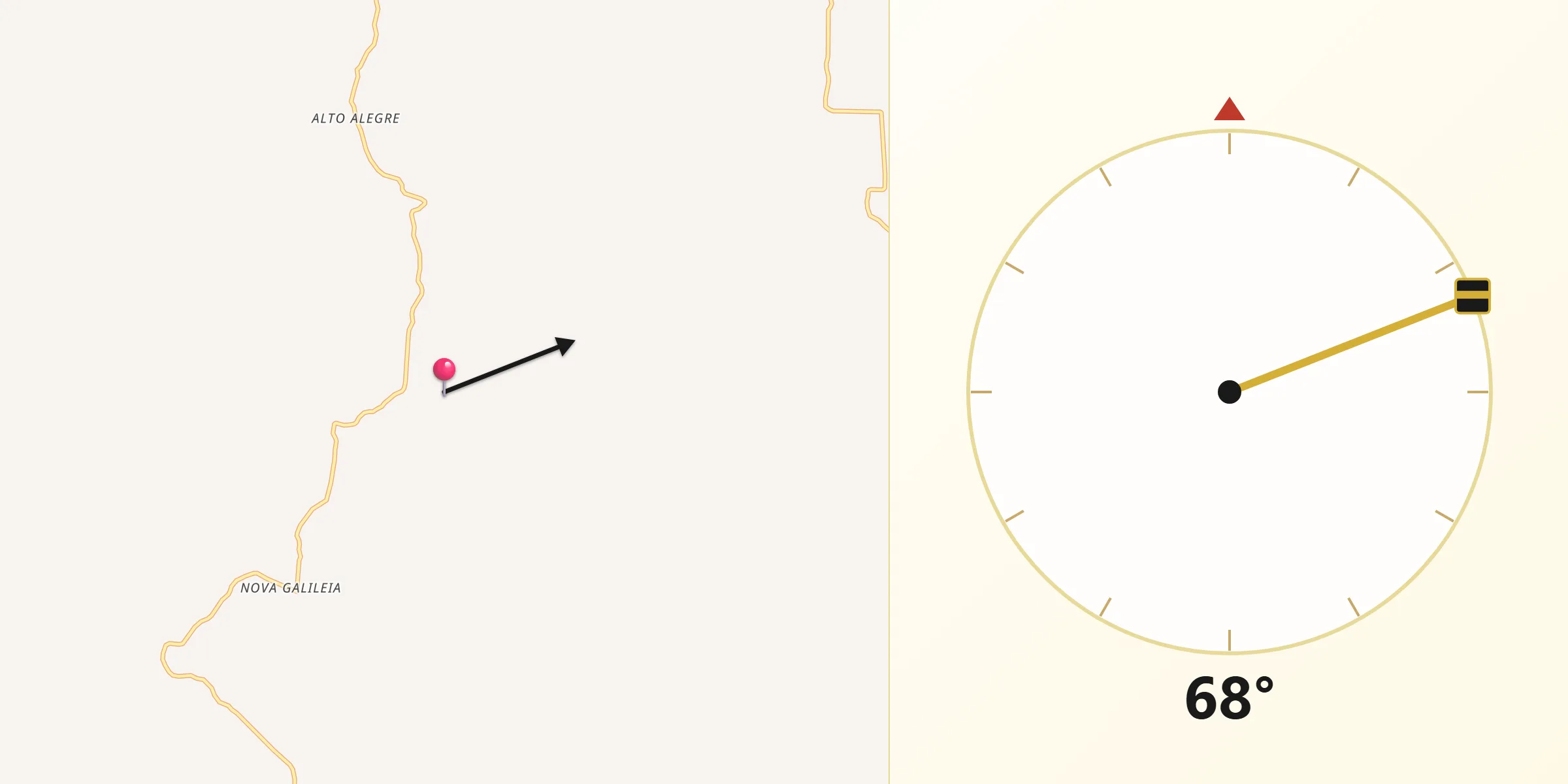 Direção da Qibla a partir de Garrafão do Norte