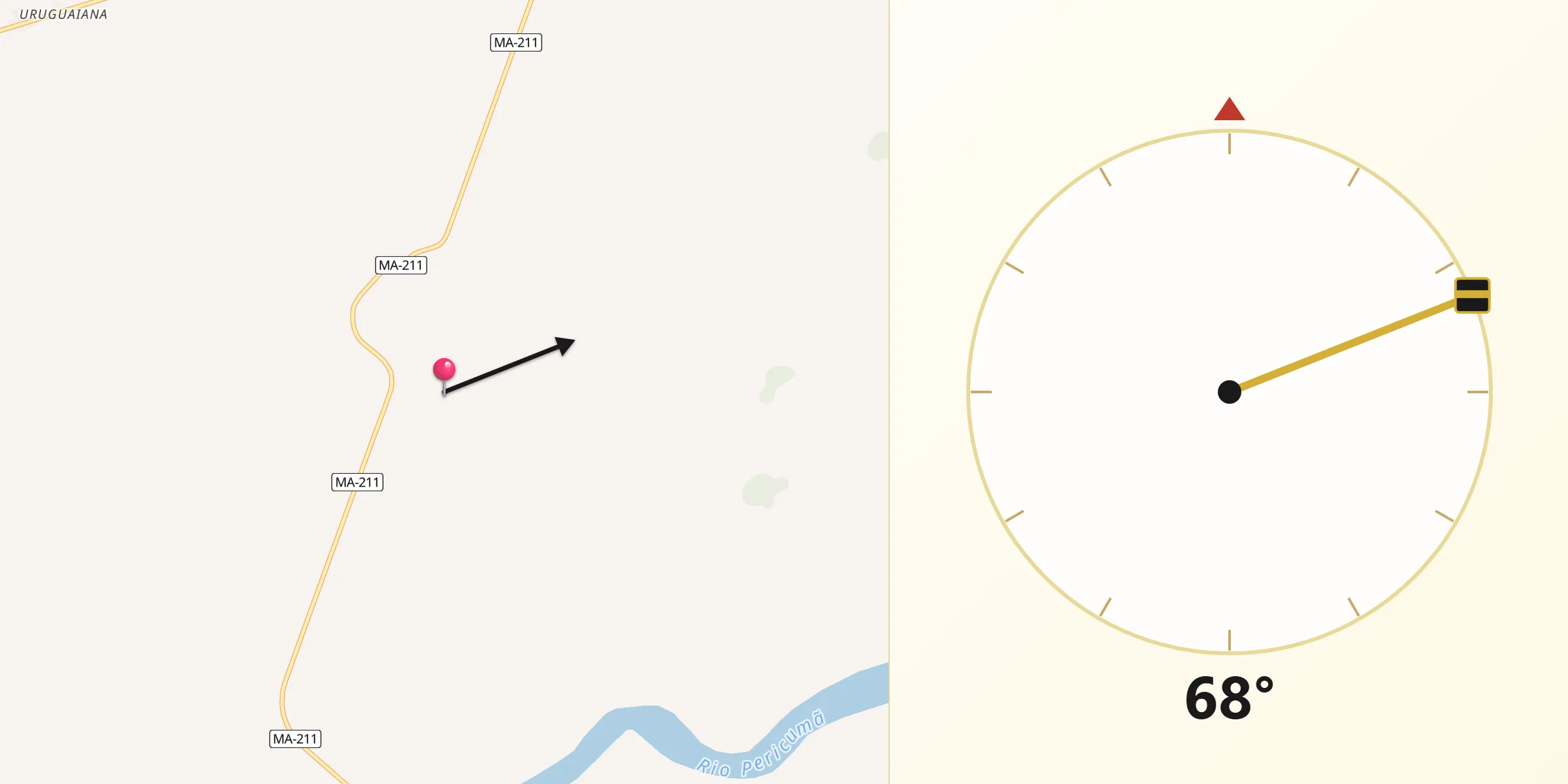 Direção da Qibla a partir de Central do Maranhão