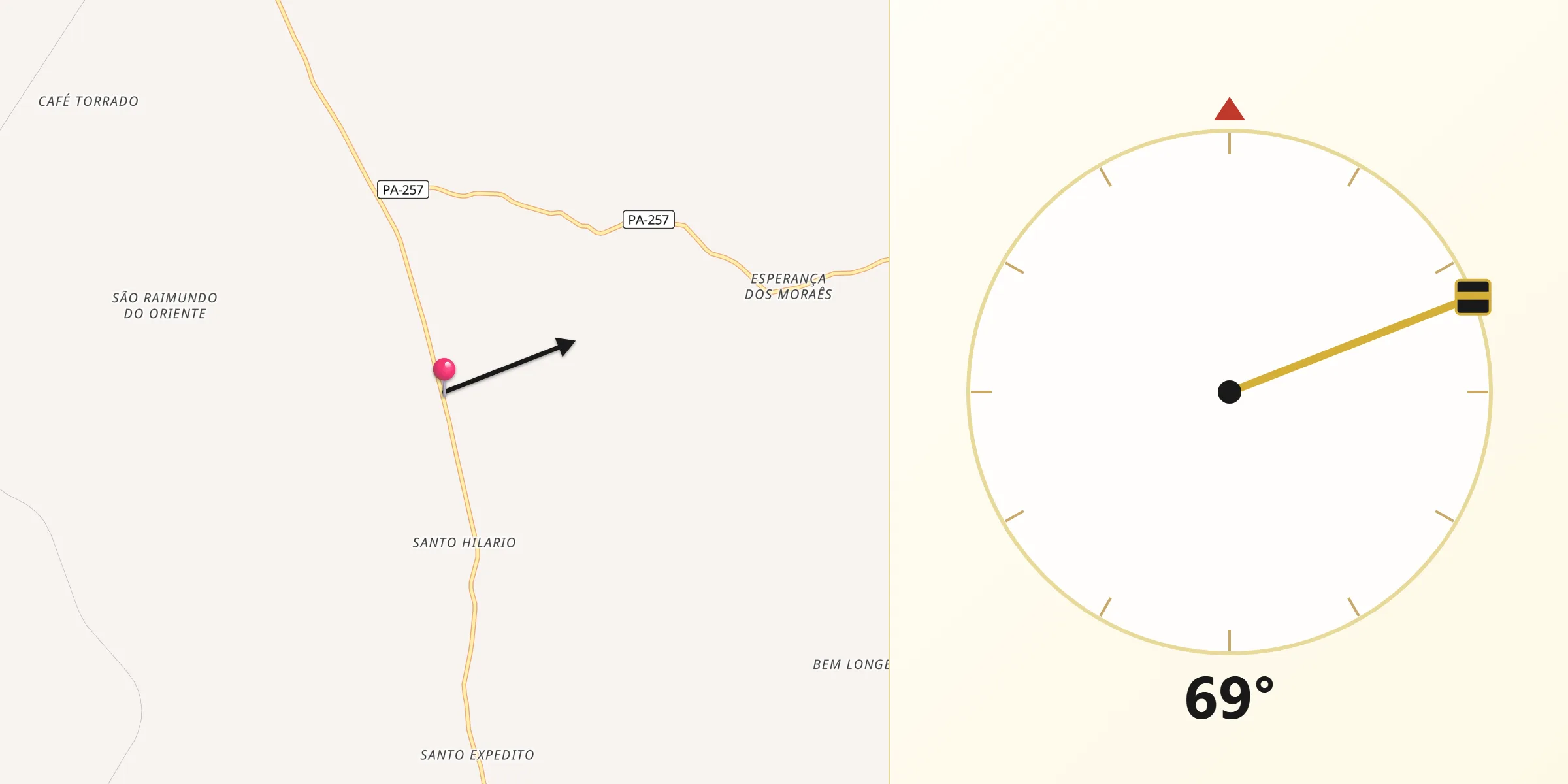 Direção da Qibla a partir de Juruti