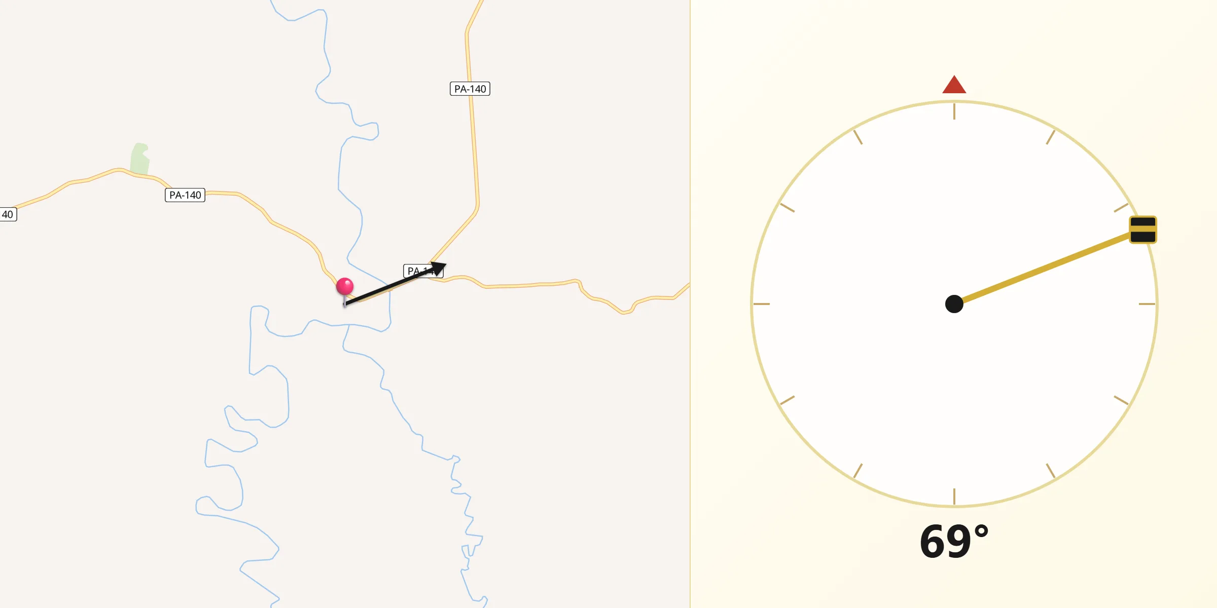 Direção da Qibla a partir de Tomé Açu
