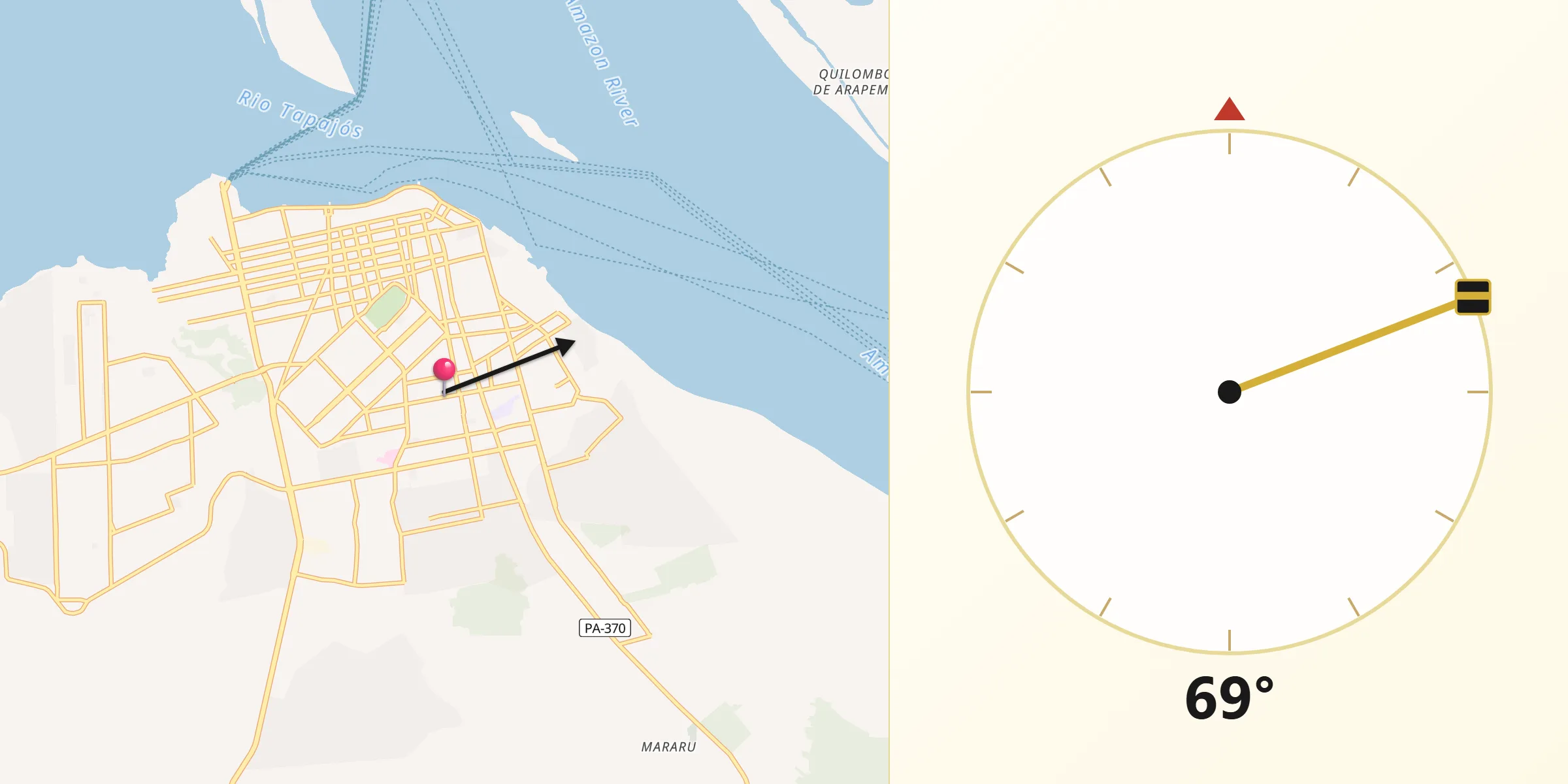 Direção da Qibla a partir de Santarém