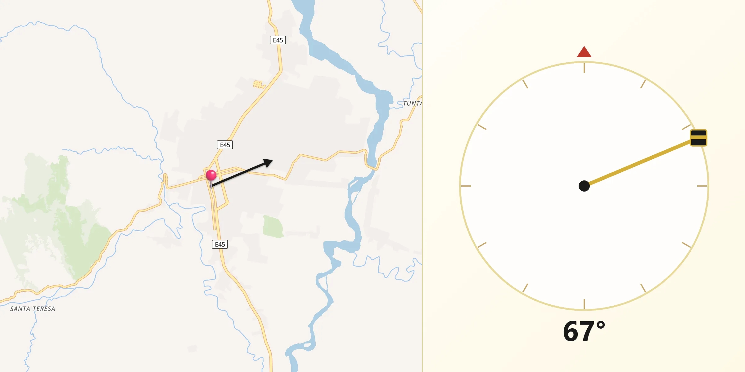 Dirección de la Qibla desde Sucúa