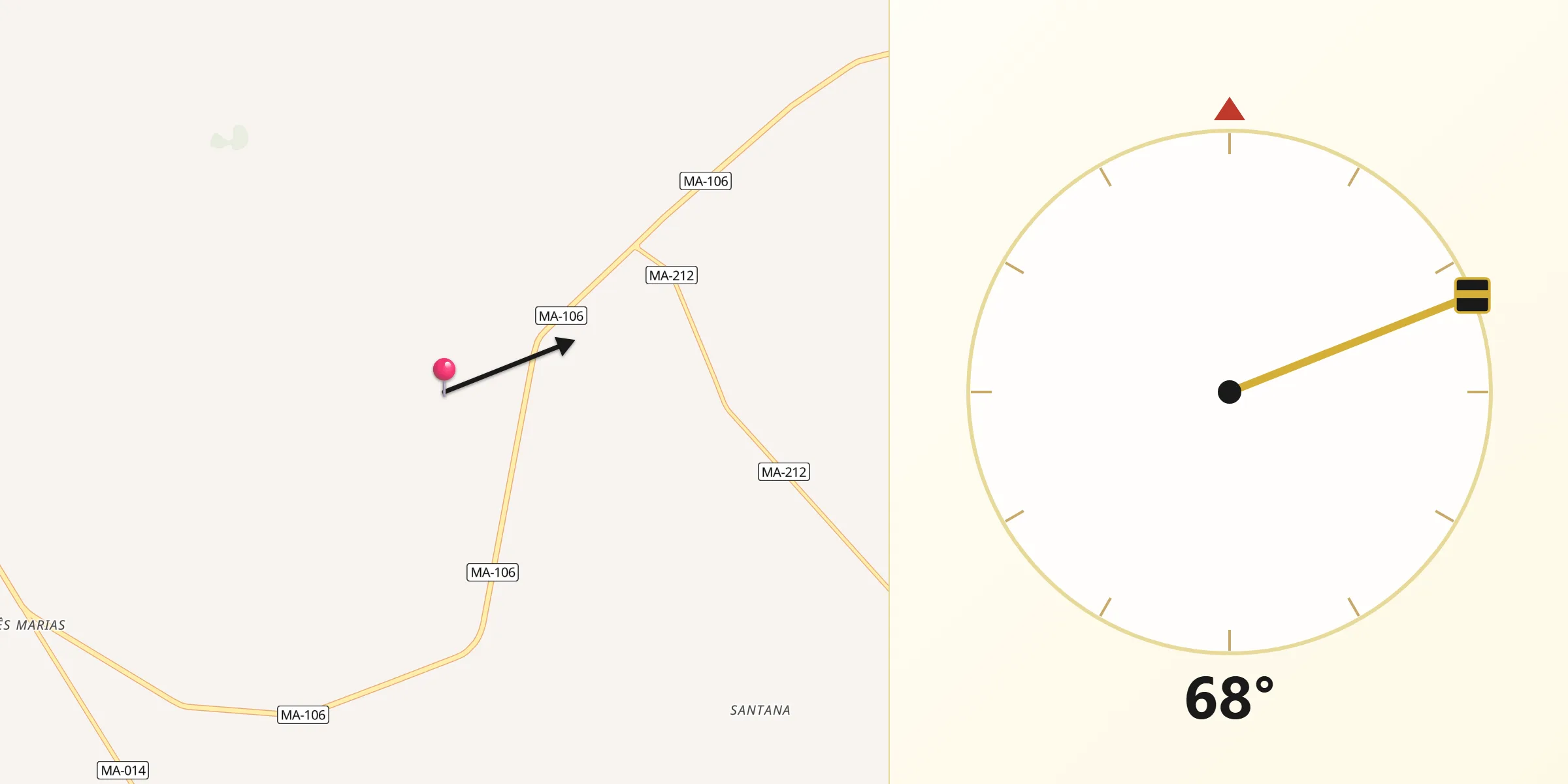 Direção da Qibla a partir de Peri Mirim