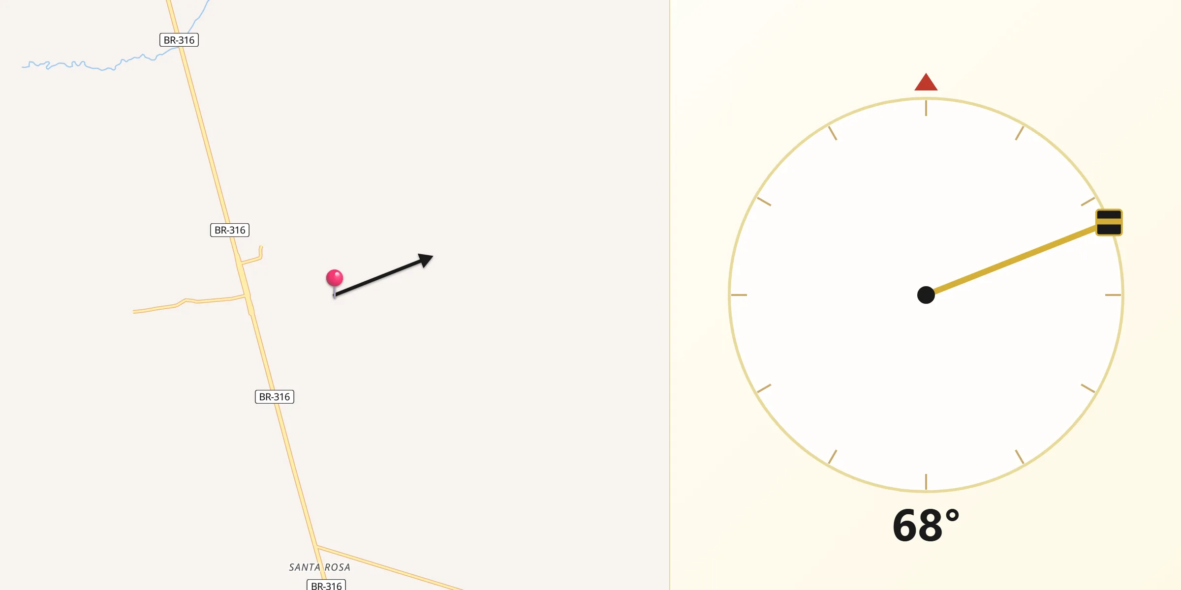 Direção da Qibla a partir de Santa Luzia do Paruá