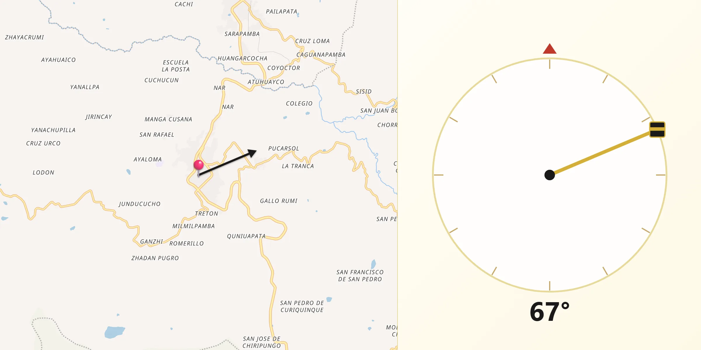 Dirección de la Qibla desde Cañar
