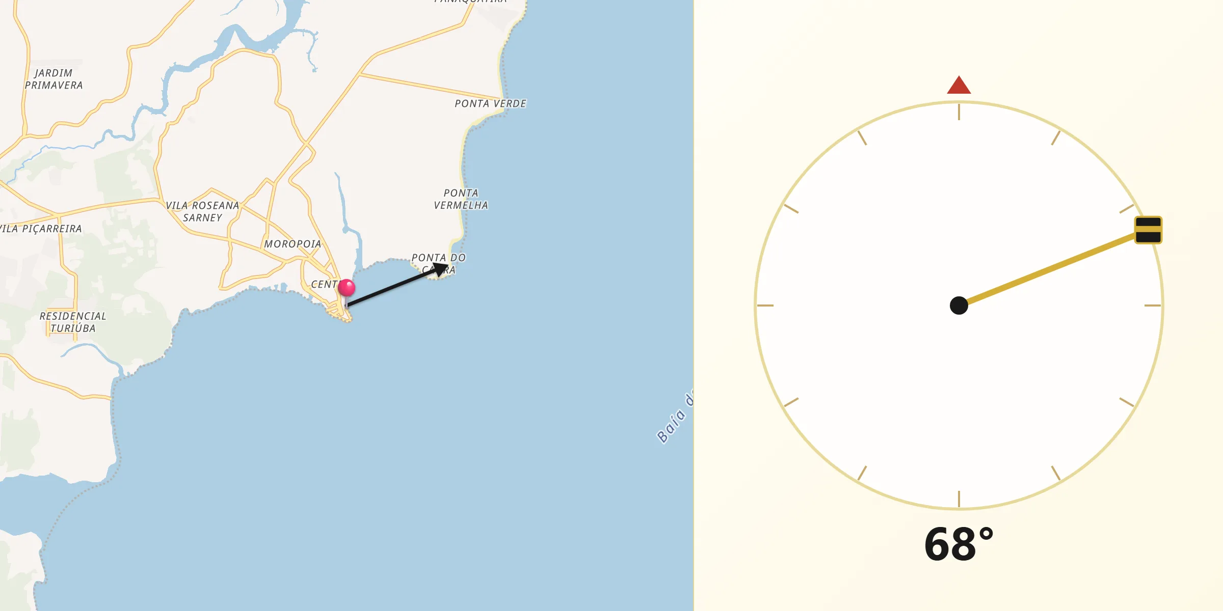 Direzione della Qibla da São José de Ribamar