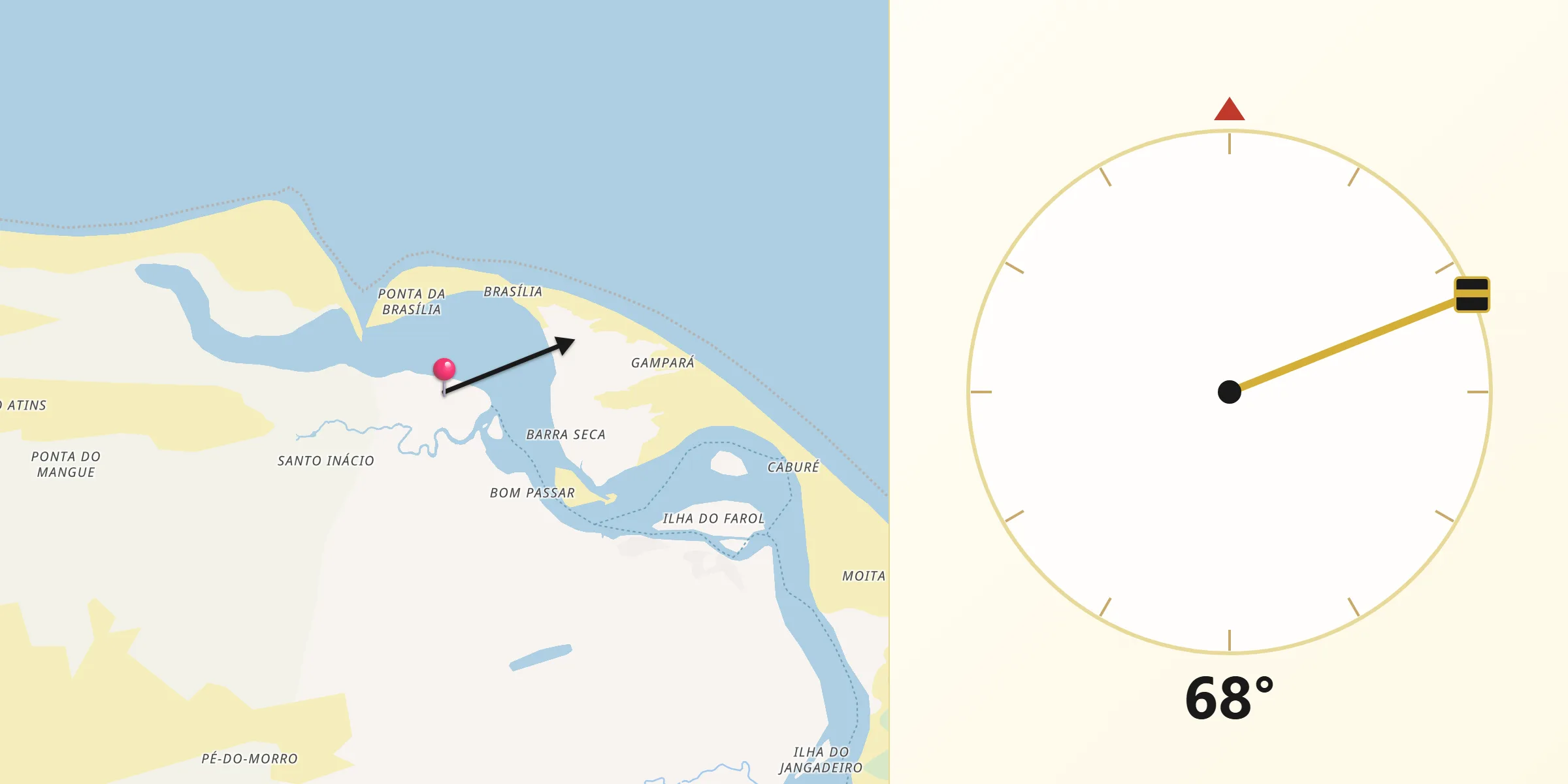 Direção da Qibla a partir de Atins